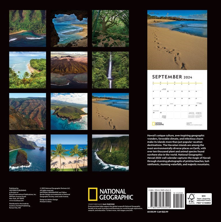 2024 National Geographic: Hawaii - Square Wall Calendar  SOLD OUT