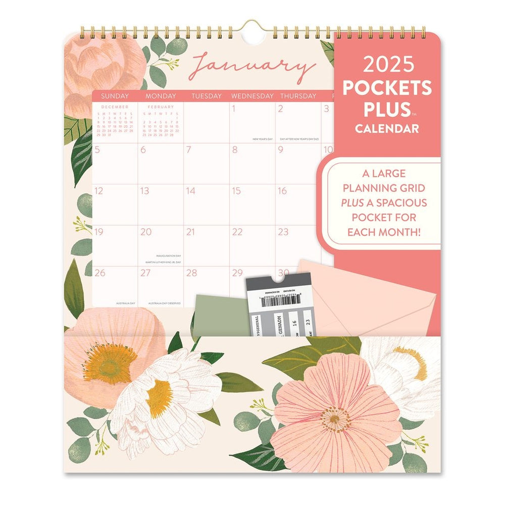 2025 Bella Flora Pockets Plus - Deluxe Wall Calendar