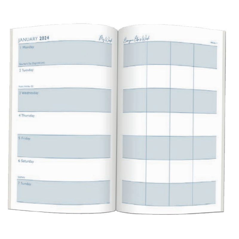 2024 White Floral Botanics - Weekly Family Organiser Diary/Planner