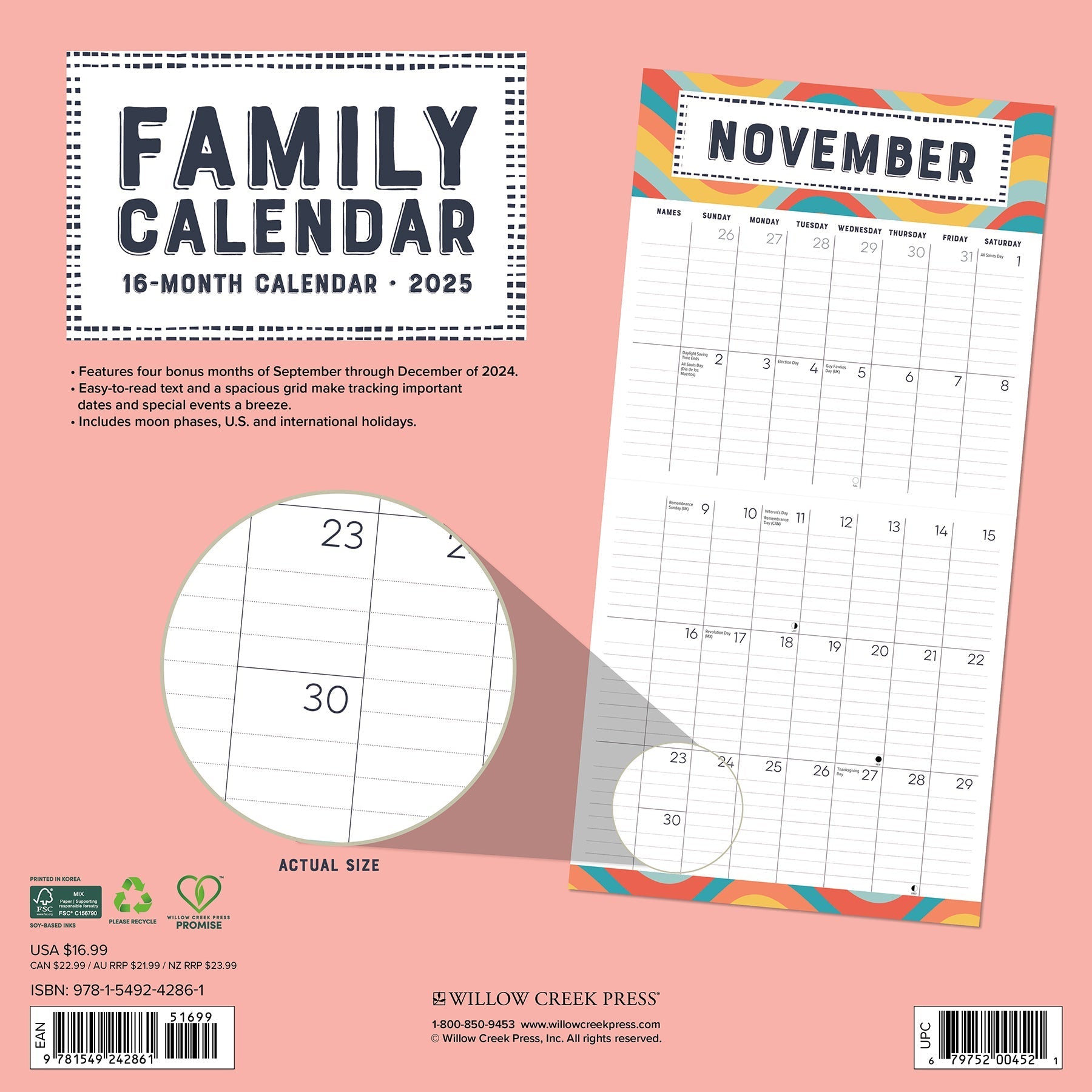 2025 Family Planner Calendar - Square Wall Calendar (US Only)