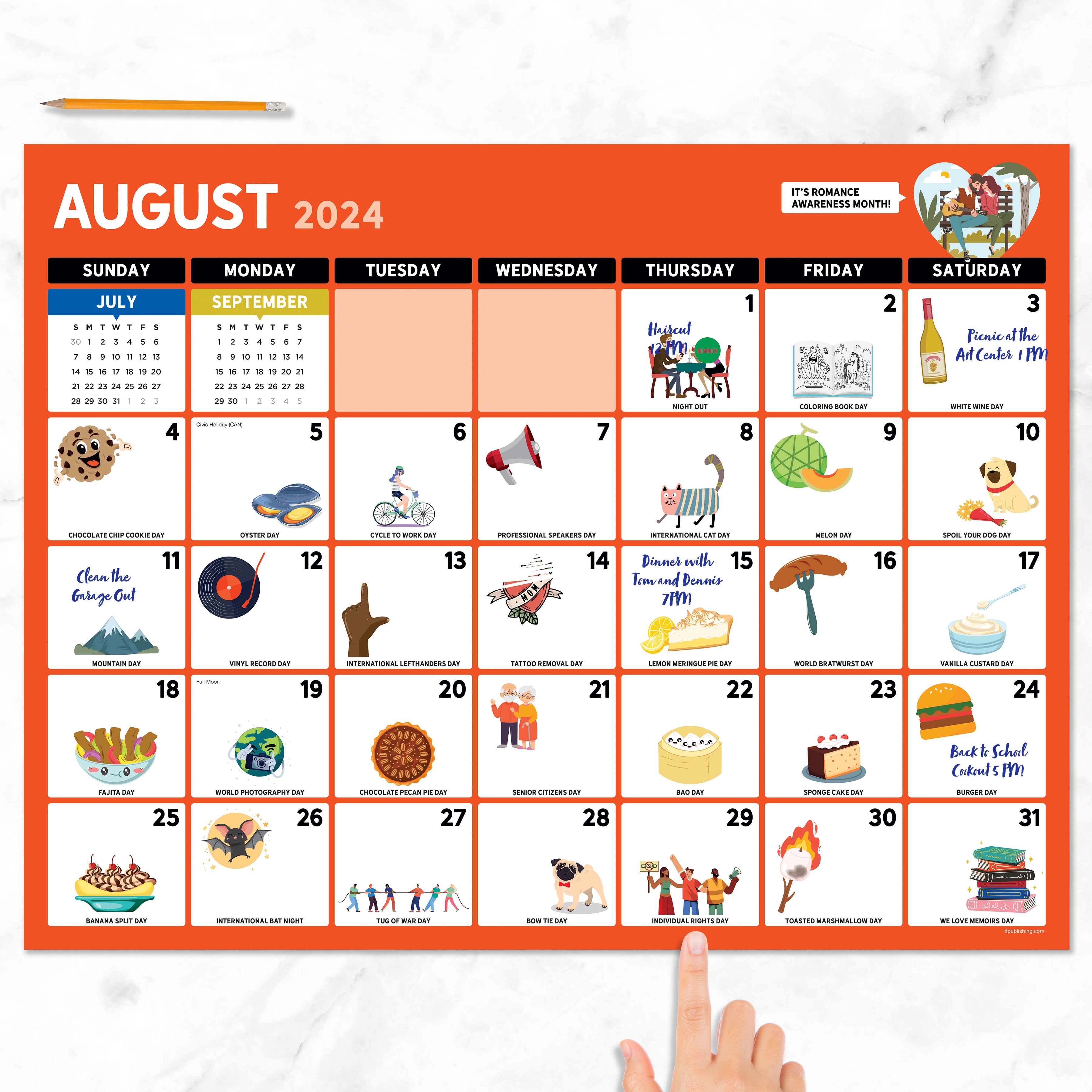 July 2024 - June 2025 Every Day's A Holiday - Large Monthly Desk Pad Blotter Academic Calendar