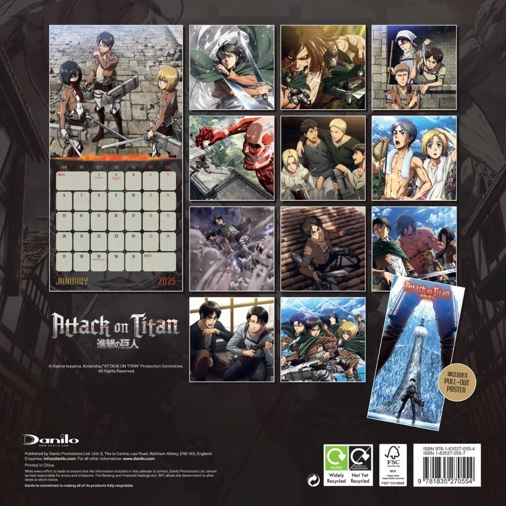 2025 Attack On Titan - Square Wall Calendar