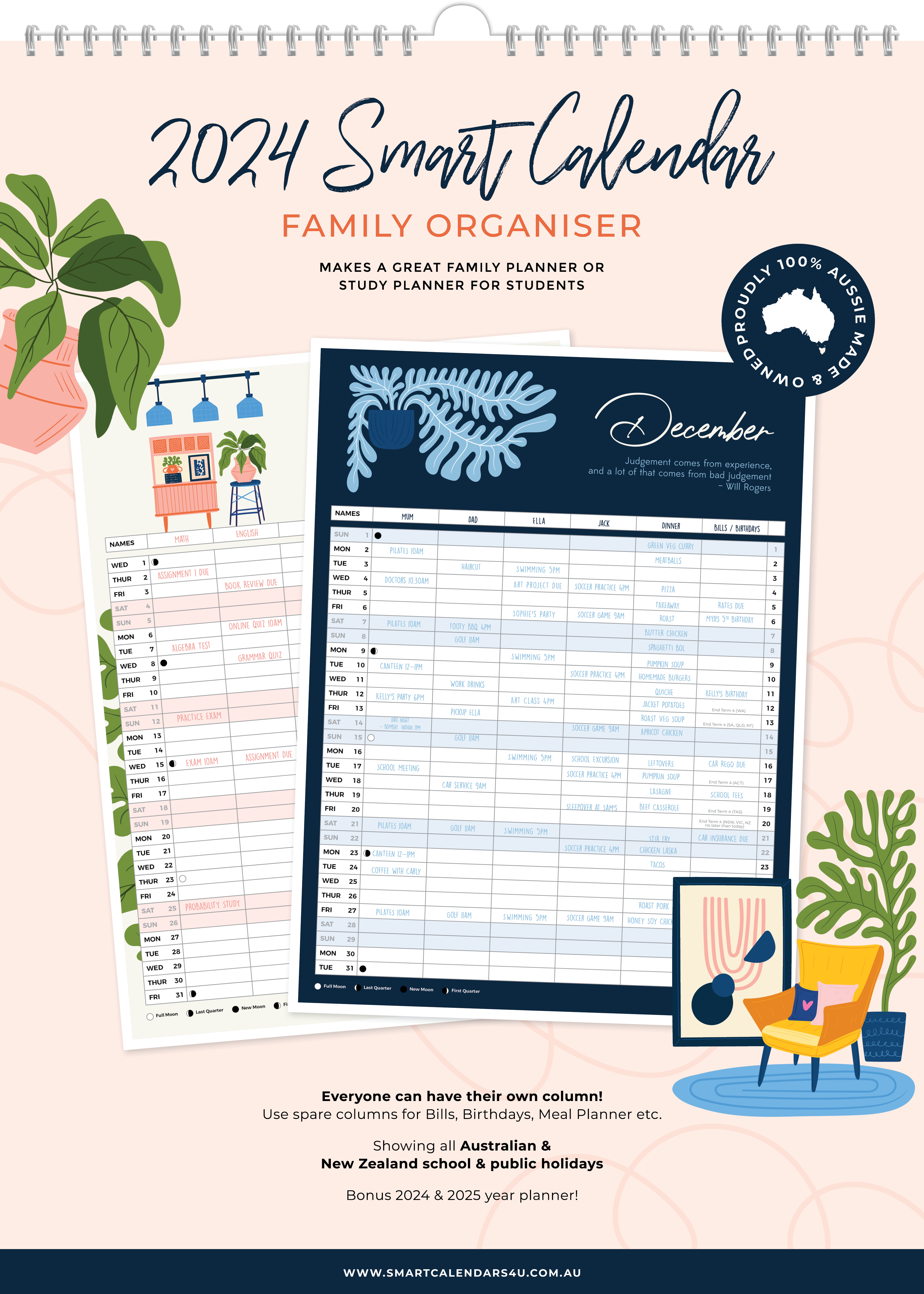 2024 Interiors (Australian Family Organiser) - A3 Wall Calendar