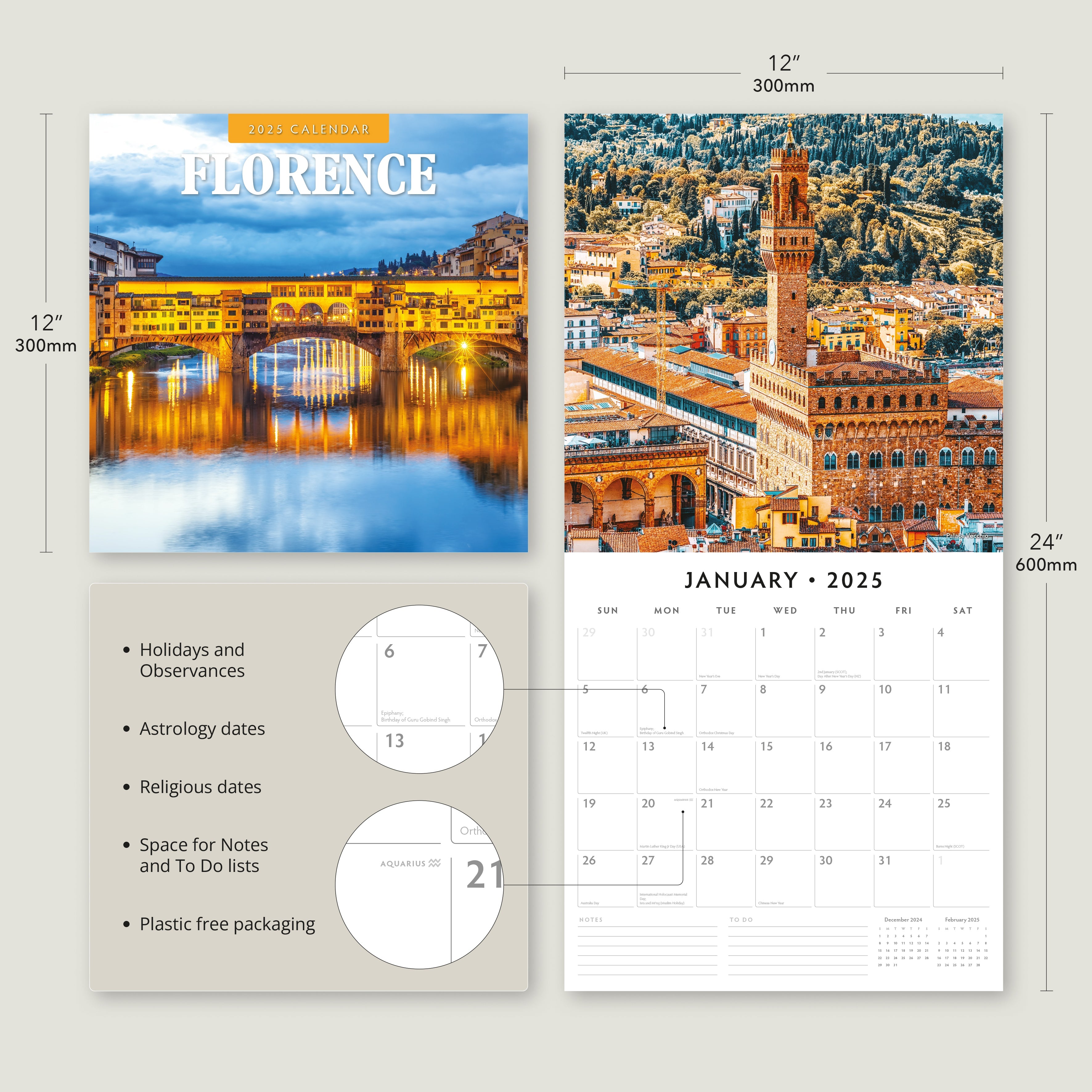 2025 Florence - Square Wall Calendar