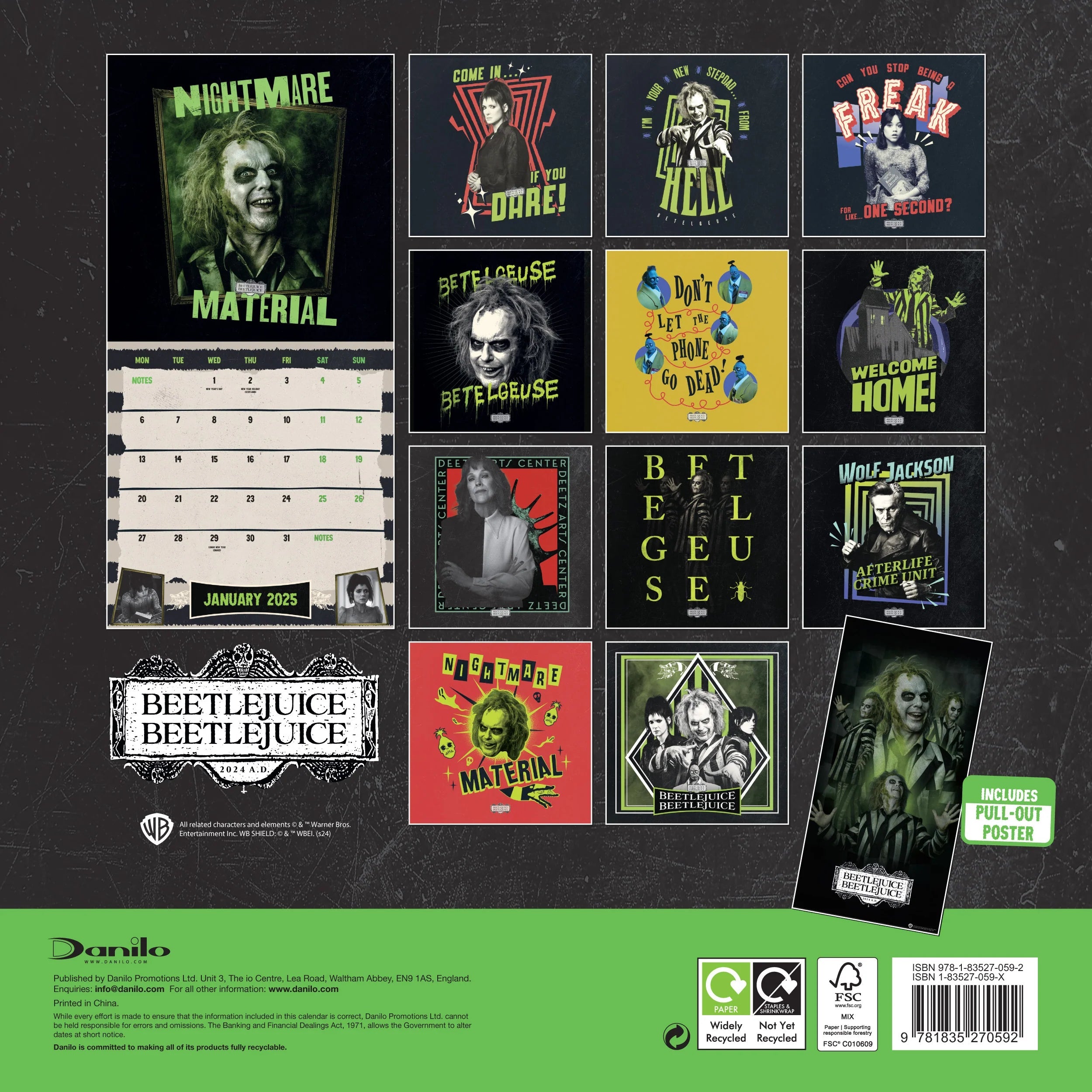 2025 Beetlejuice 2 Movie - Square Wall Calendar