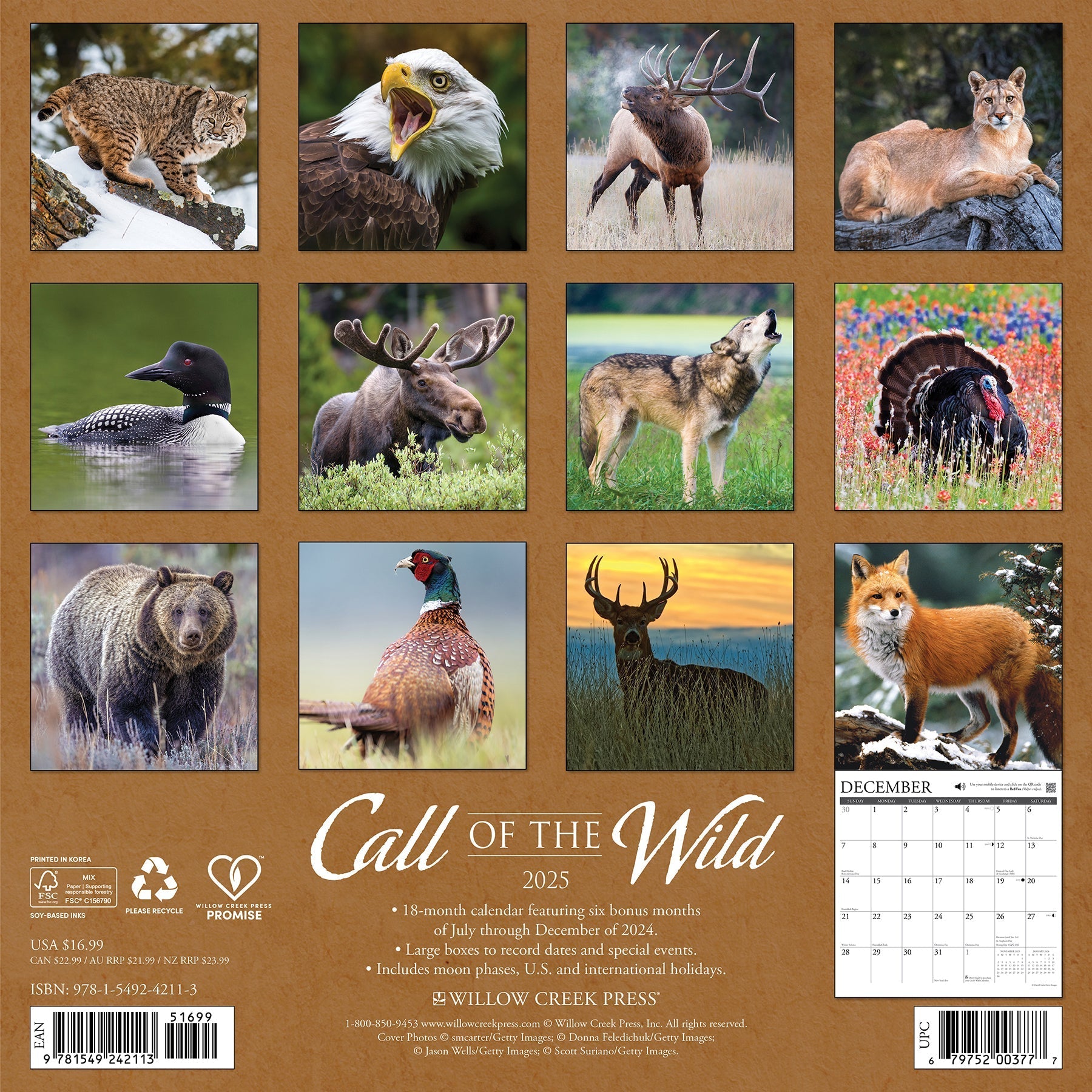 2025 Call of the Wild - Square Wall Calendar (US Only)