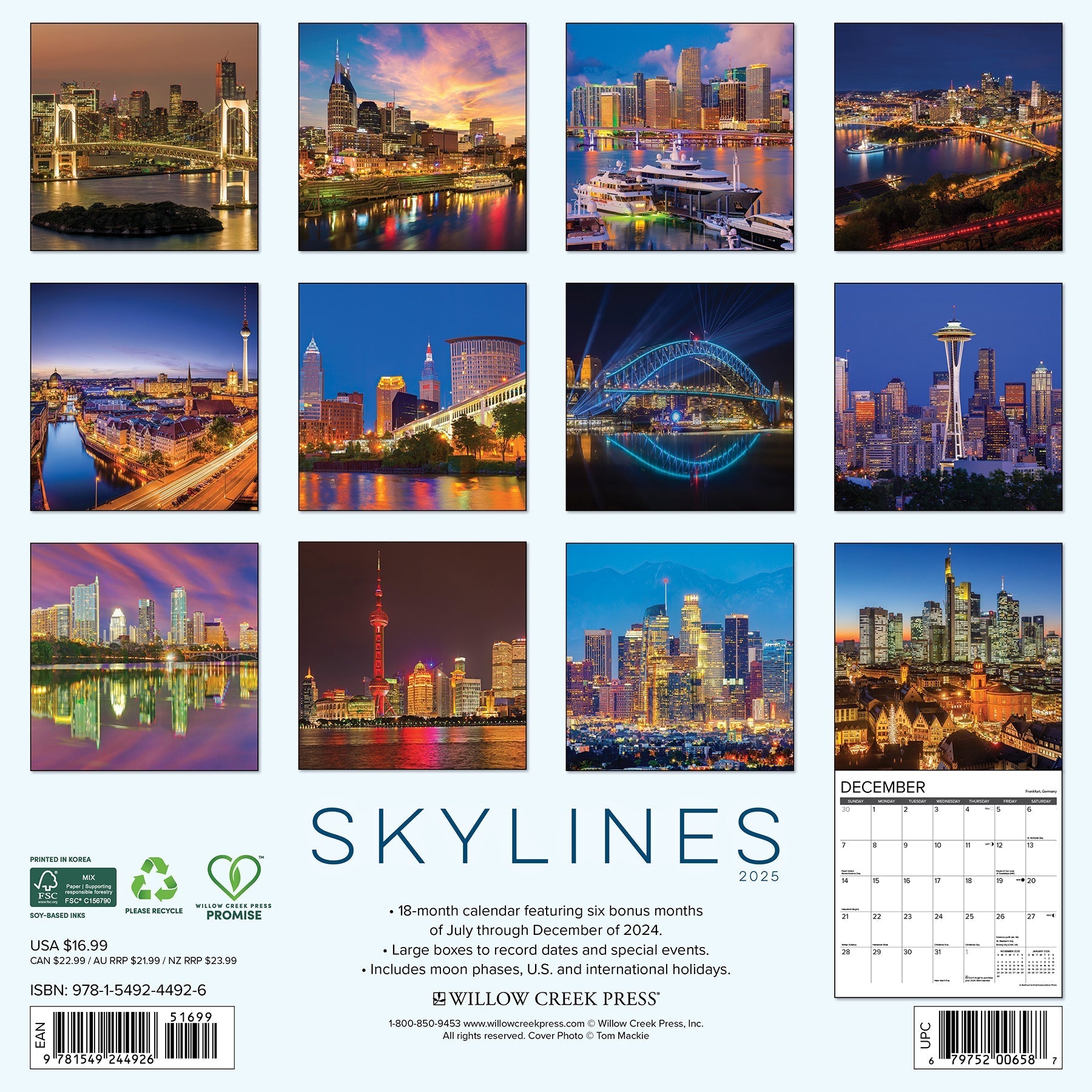 2025 Skylines - Square Wall Calendar (US Only)