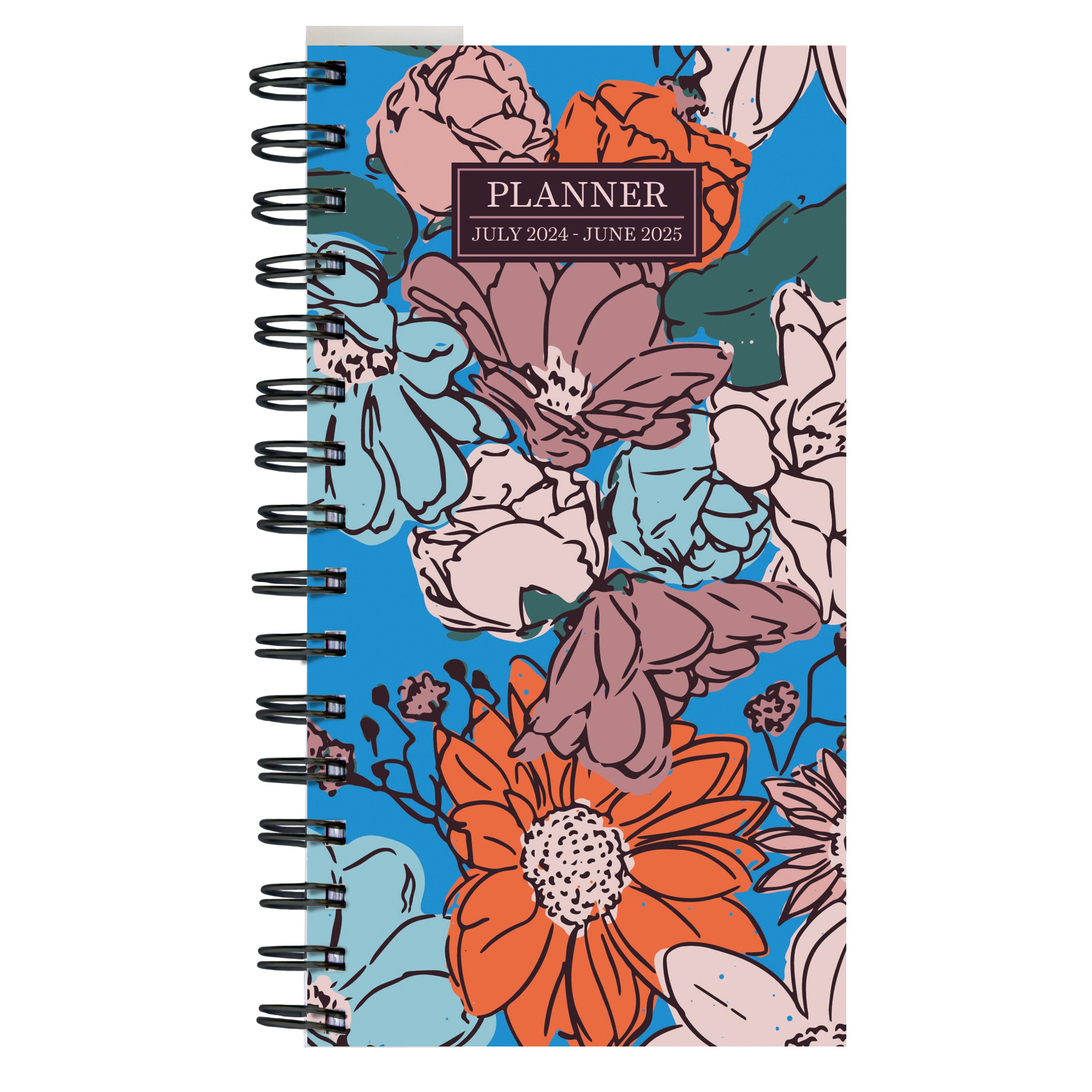 July 2024 - June 2025 True Blue Flowers Small Weekly & Monthly Academic Year Diary/Planner