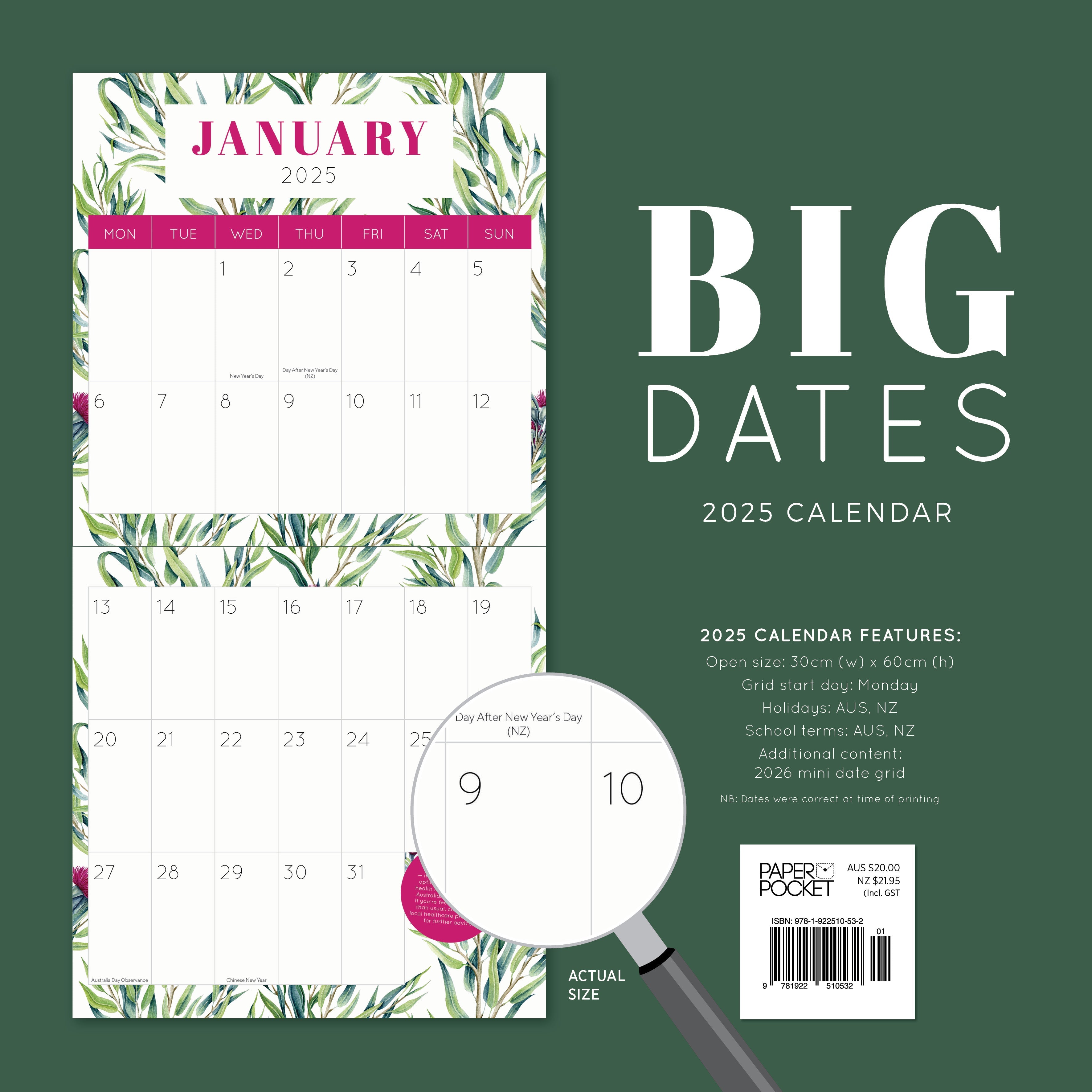 2025 BIG DATES - Australiana - Square Wall Calendar