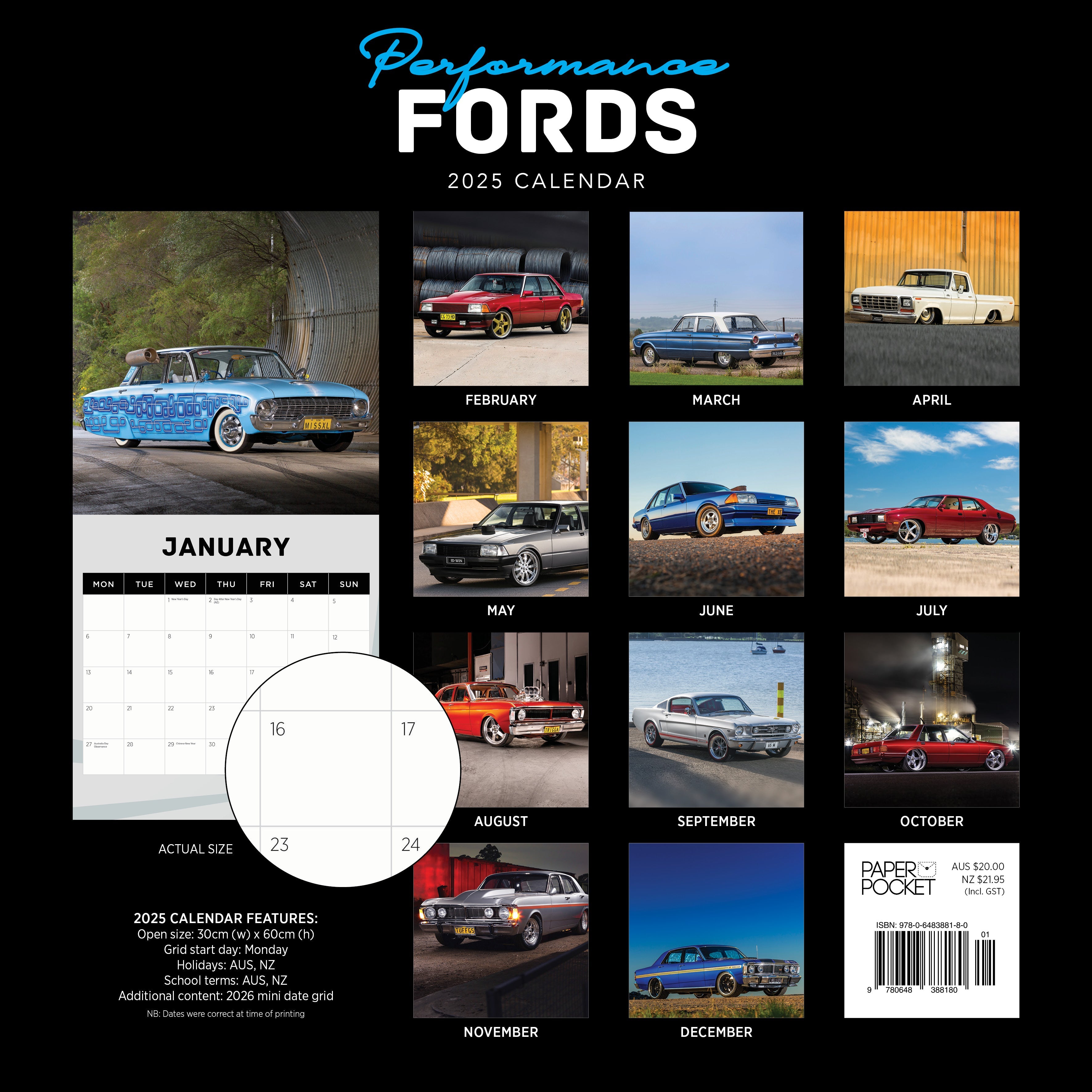 2025 Performance Fords - Square Wall Calendar