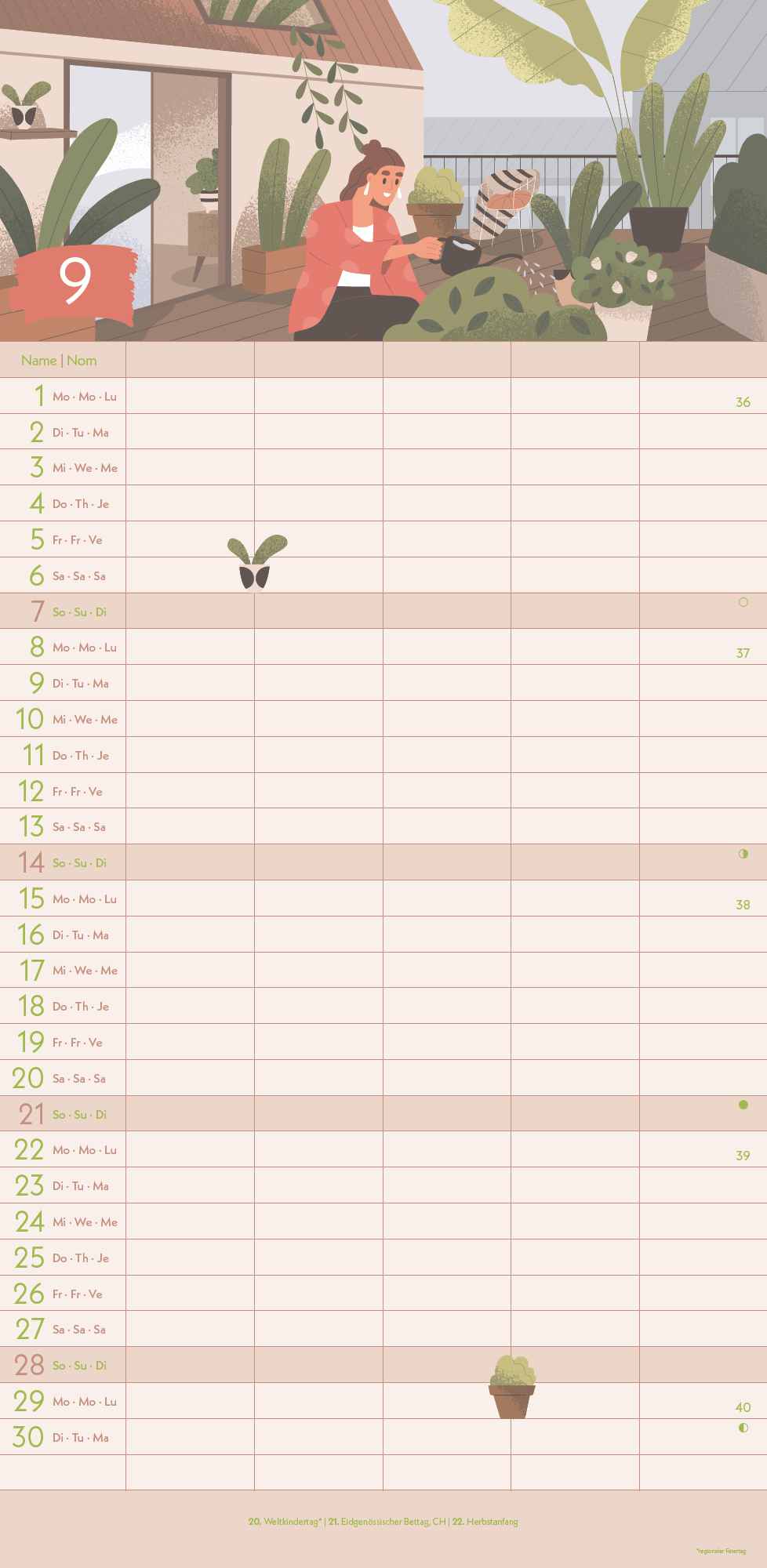 2025 Green Vibes - Family Planner - Deluxe Wall Calendar