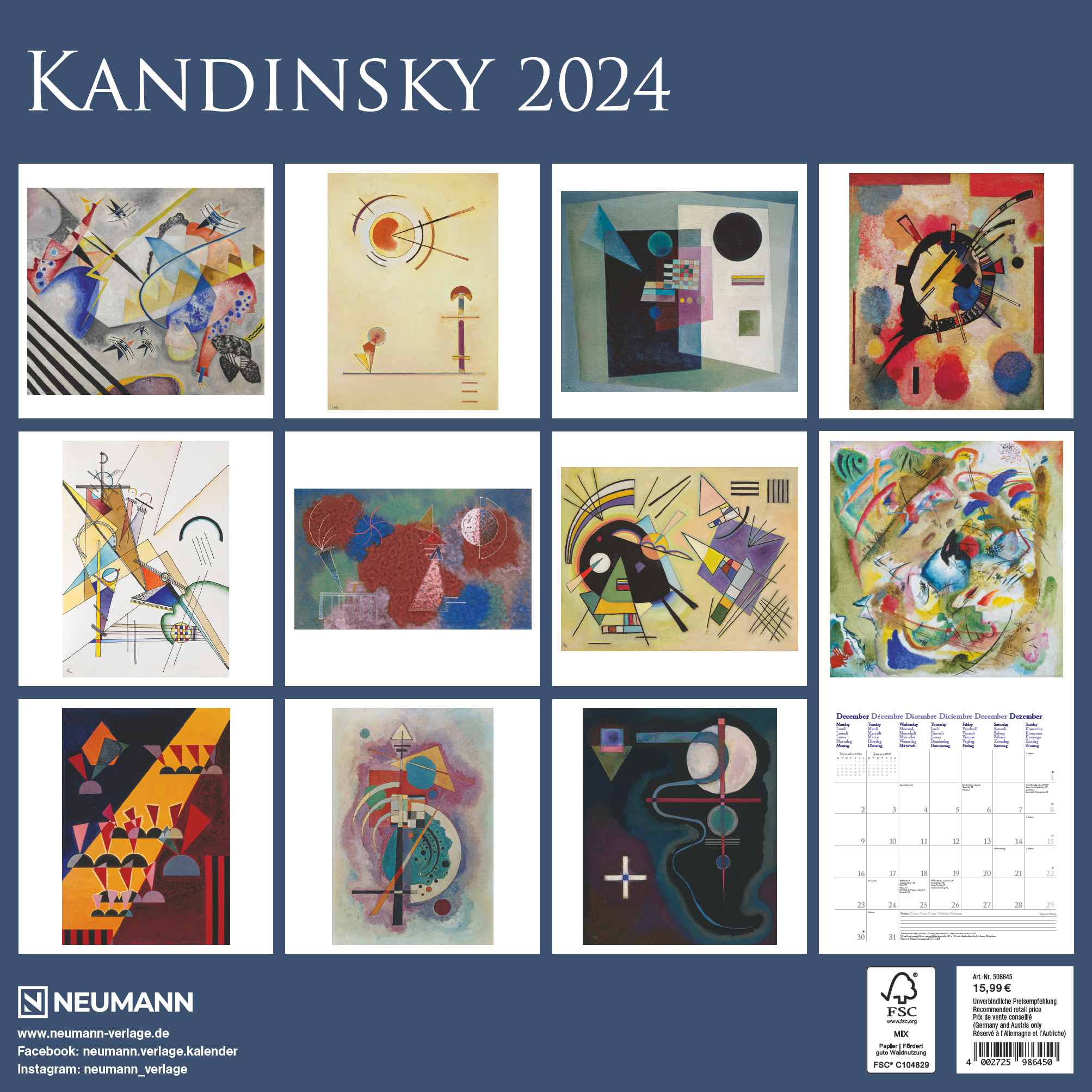 2024 Kandinsky Square Wall Calendar Art Calendars