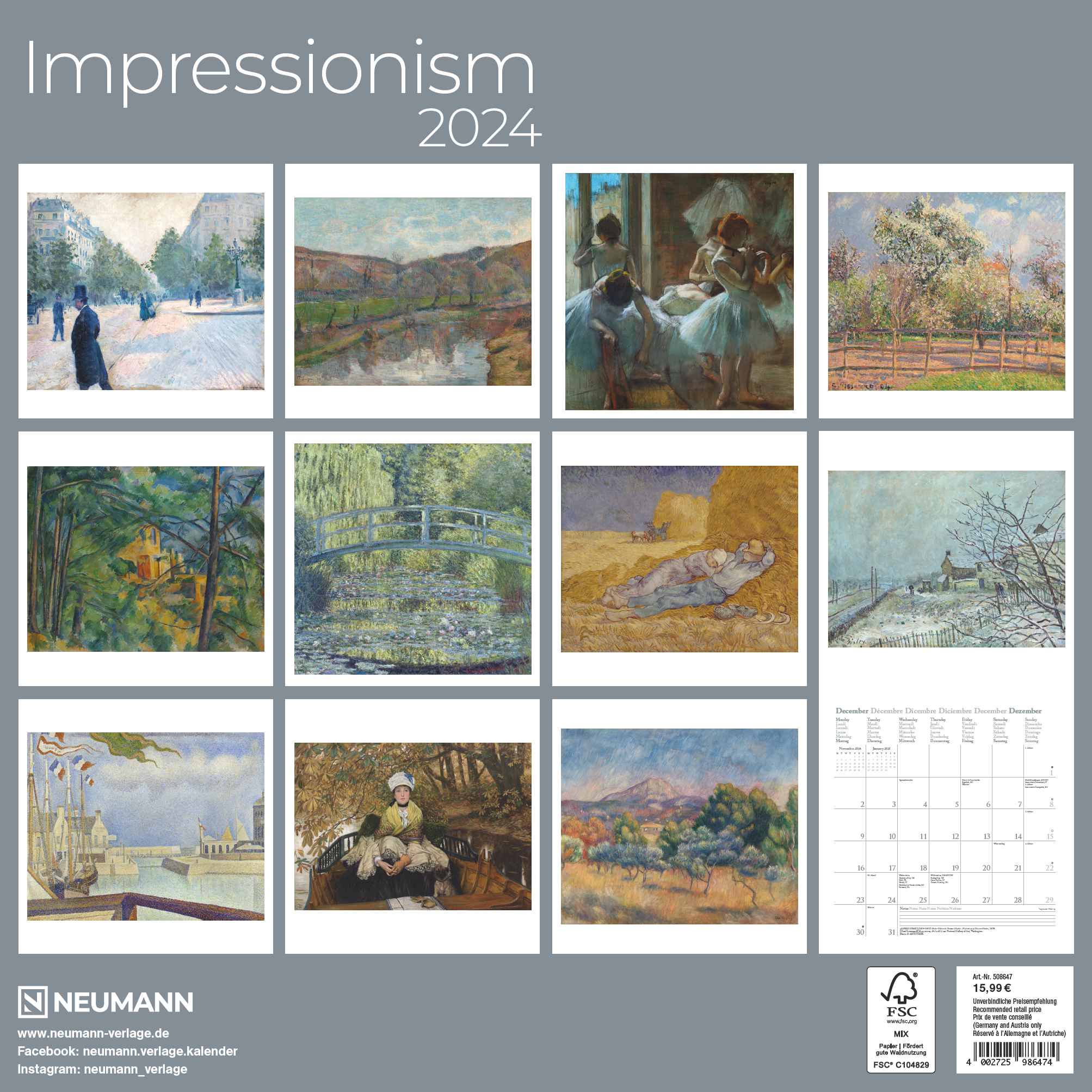 2024 Impressionism - Square Wall Calendar  SOLD OUT
