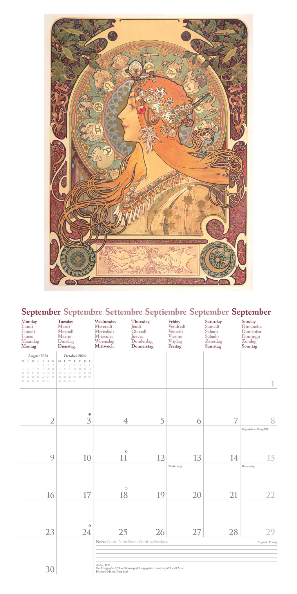 2024 Mucha Square Wall Calendar Art Calendars
