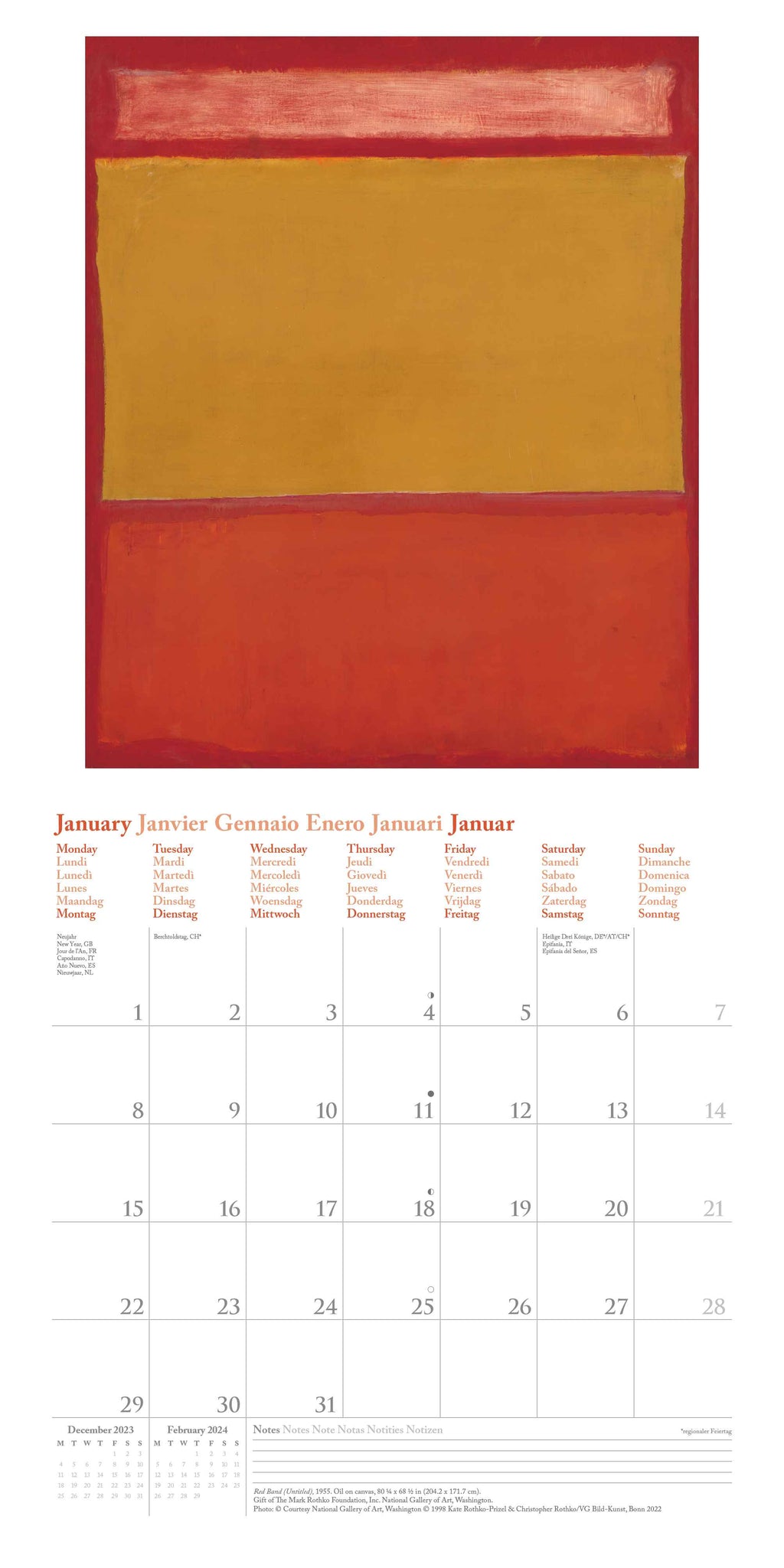 2024 Mark Rothko Square Wall Calendar Art Calendars