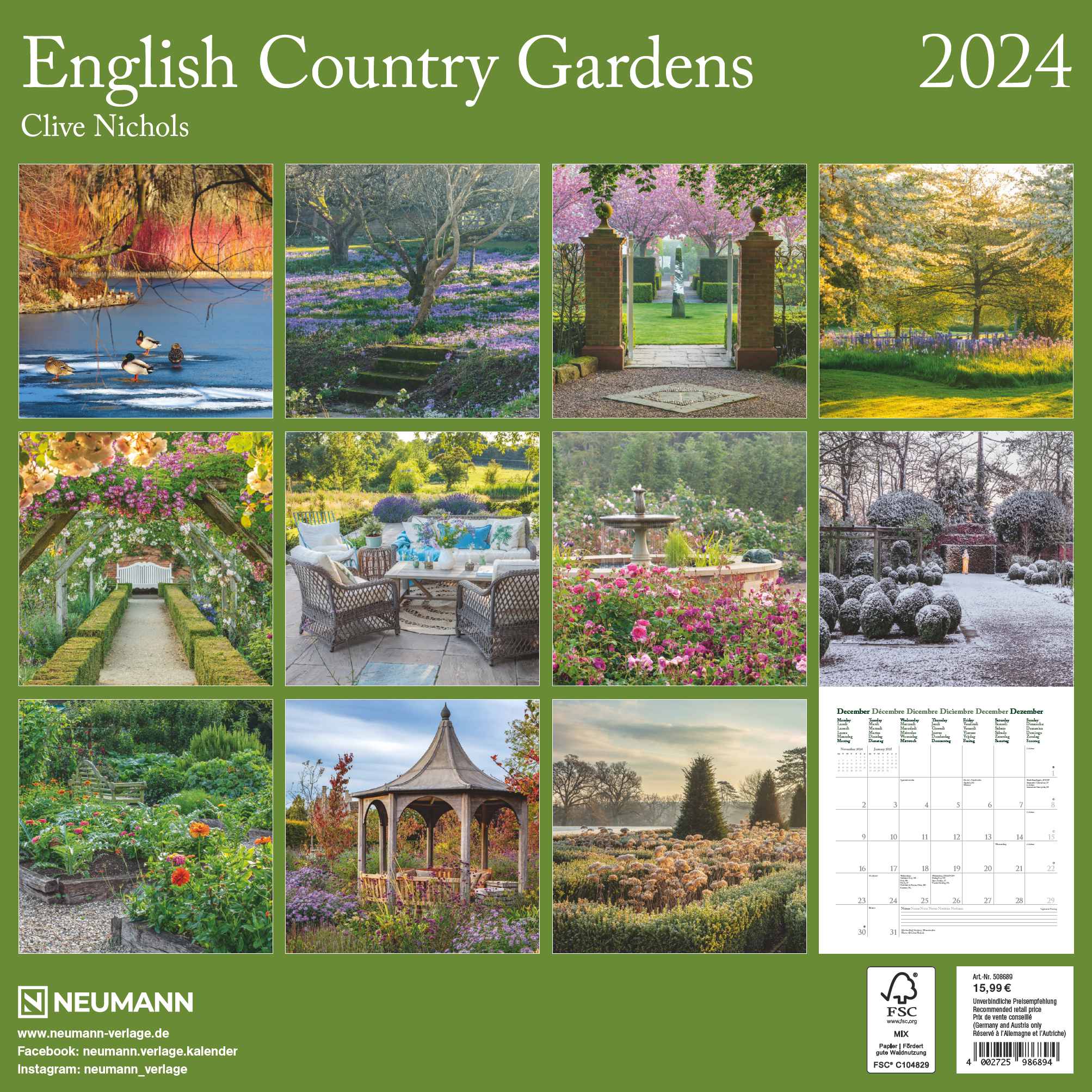 2024 English Country Gardens - Square Wall Calendar