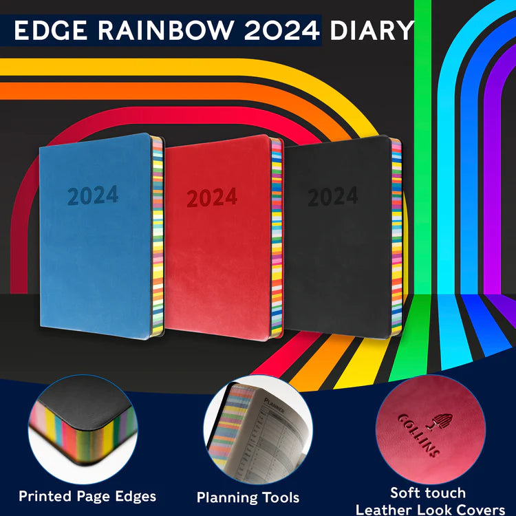 2024-2026 Charcoal Black Edge Rainbow - Weekly Diary/Planner  SOLD OUT