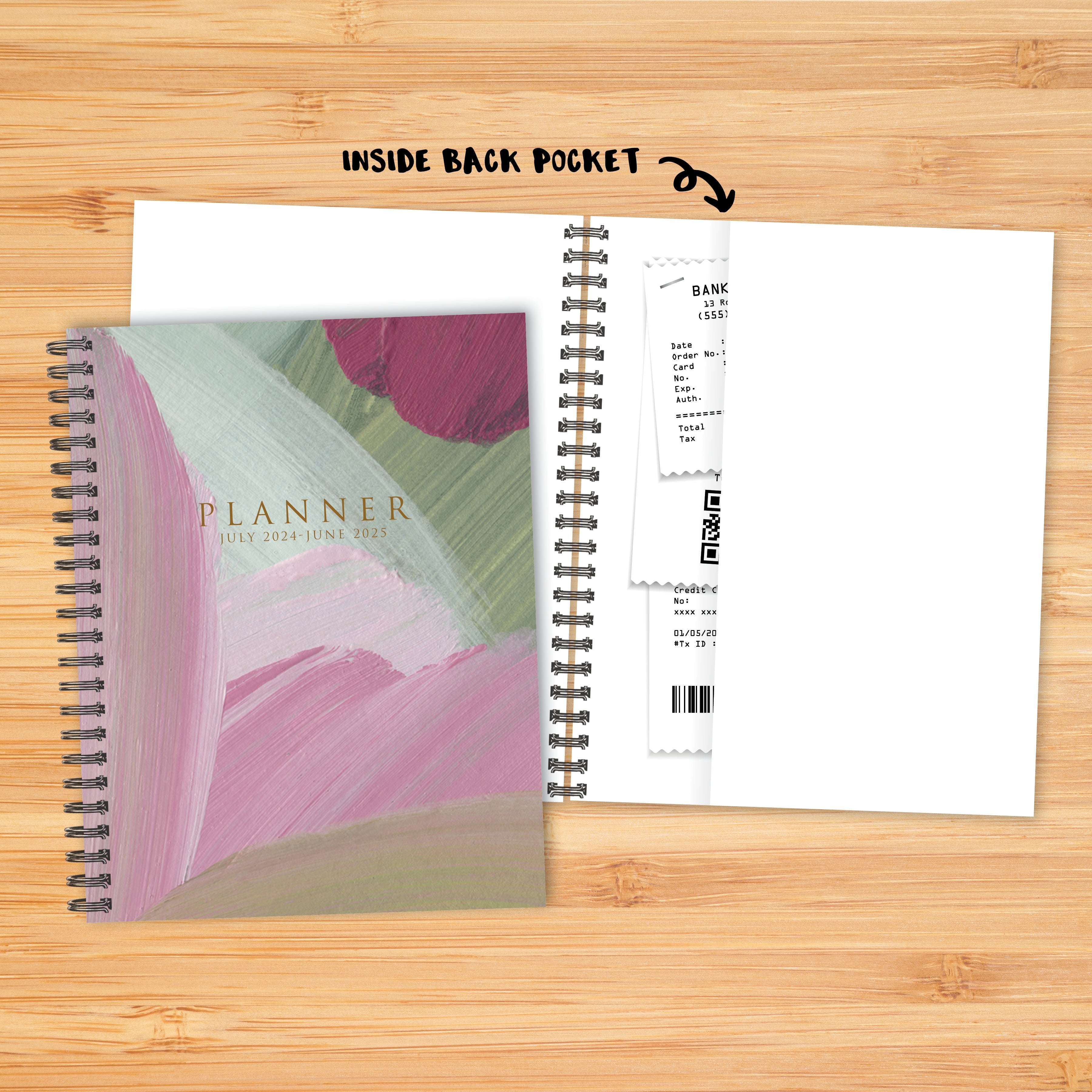 July 2024 - June 2025 Plum Abstract - Large Weekly & Monthly Academic Year Diary/Planner