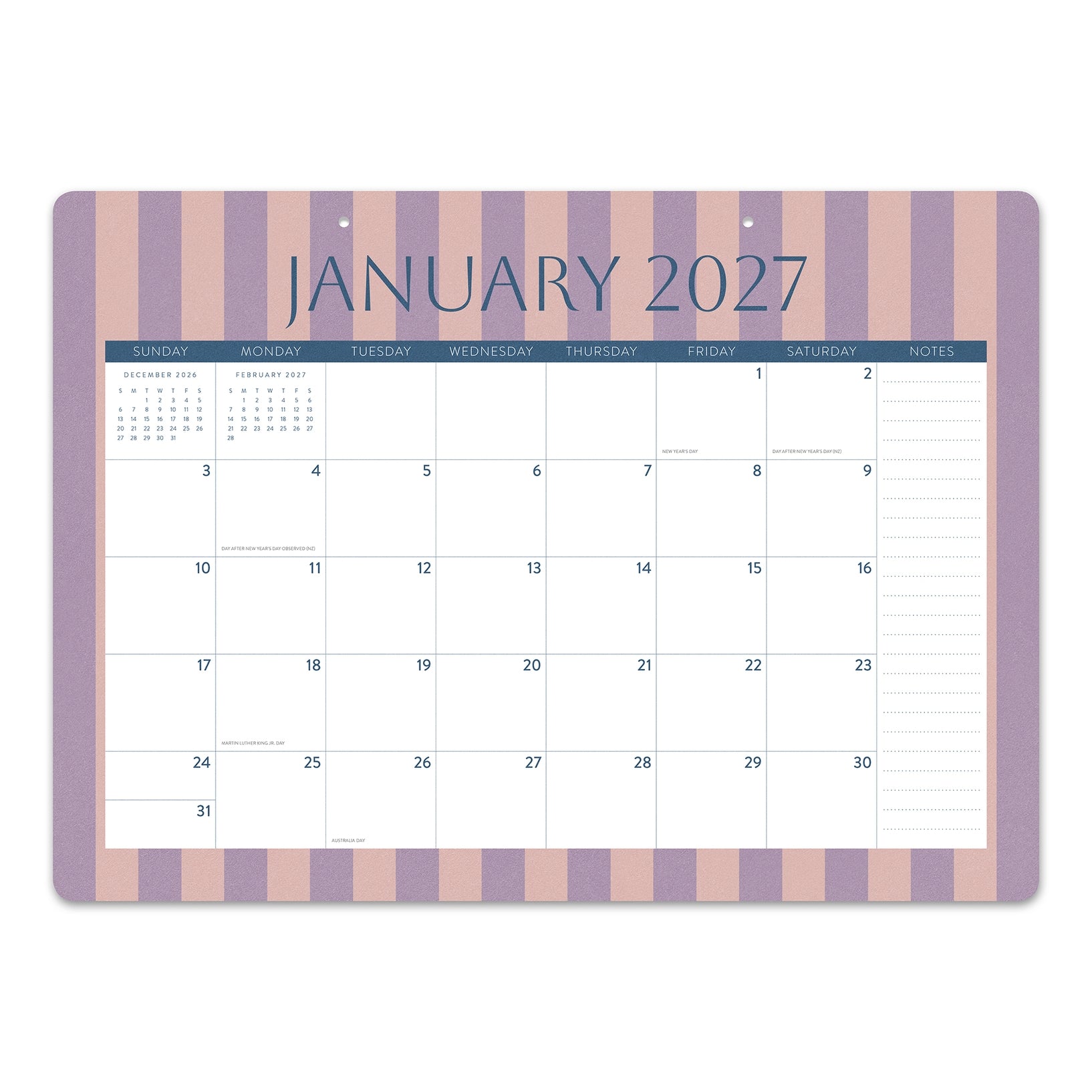 2027 Cabana Stripes - 17-Month Desk Blotter Calendar