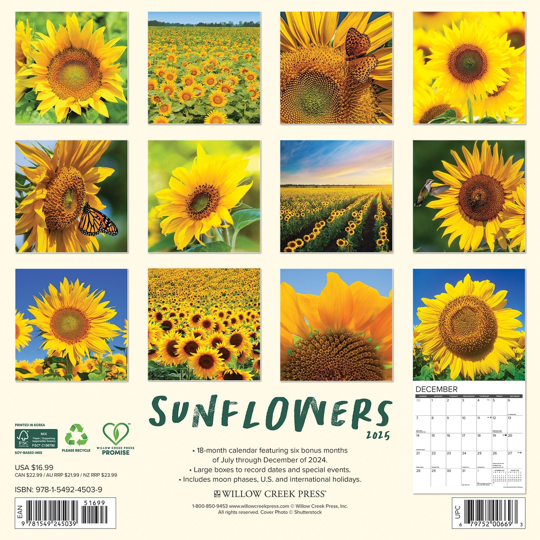 2025 Sunflowers - Square Wall Calendar (US Only)