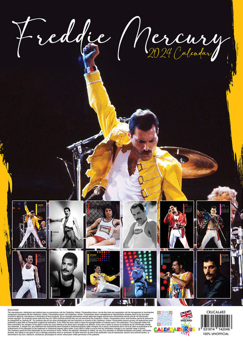 2024 Freddie Mercury A3 Wall Calendar