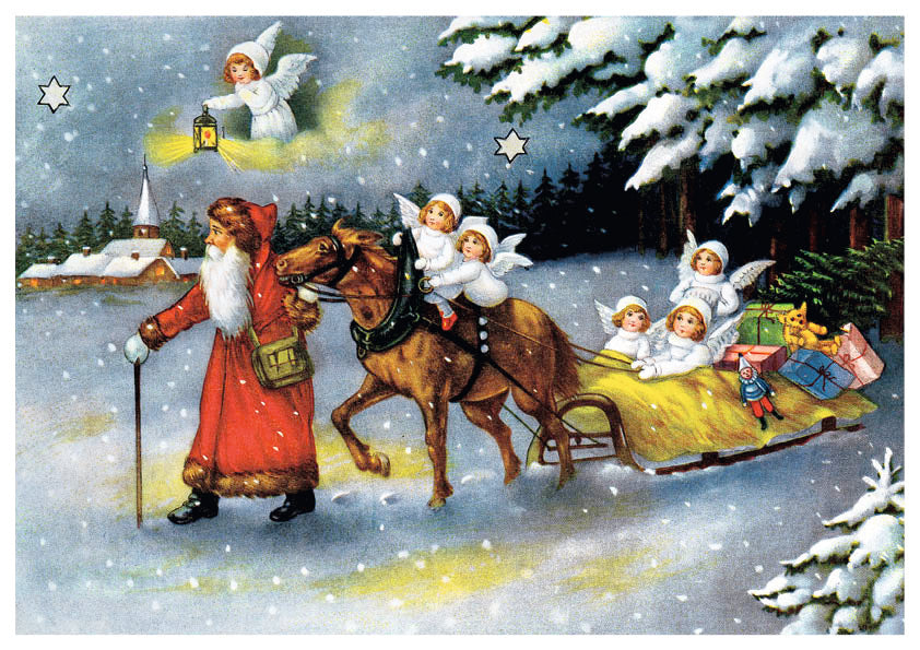 Angels with Santa - Poster Advent Calendar