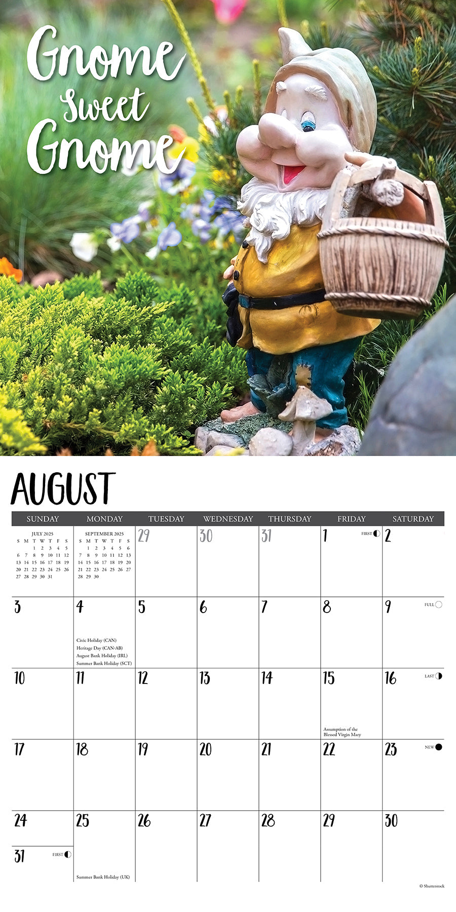 2025 Garden Gnomes - Square Wall Calendar (US Only)