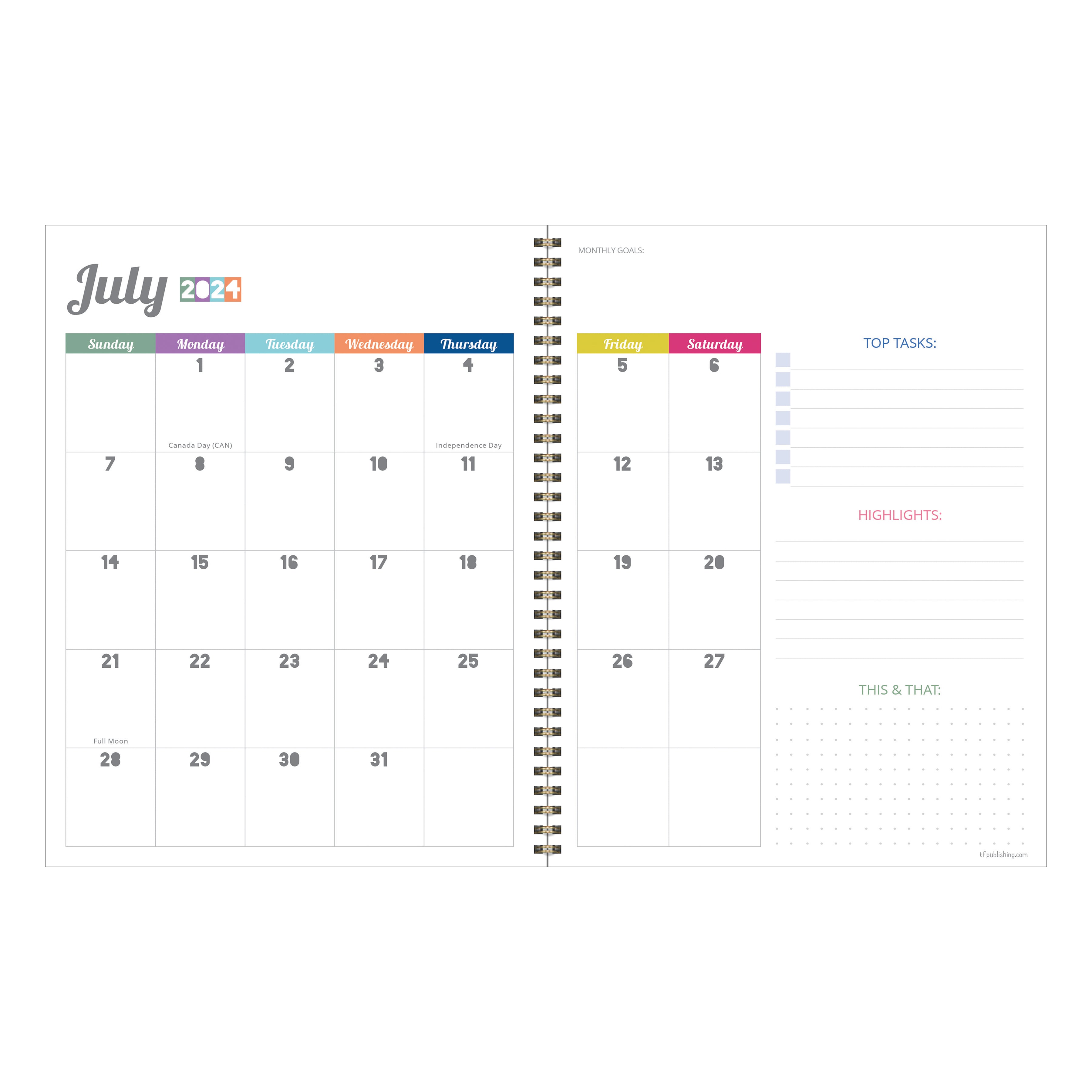 July 2024 - June 2025 Pretty Parrot - Large Weekly & Monthly Academic Year Diary/Planner