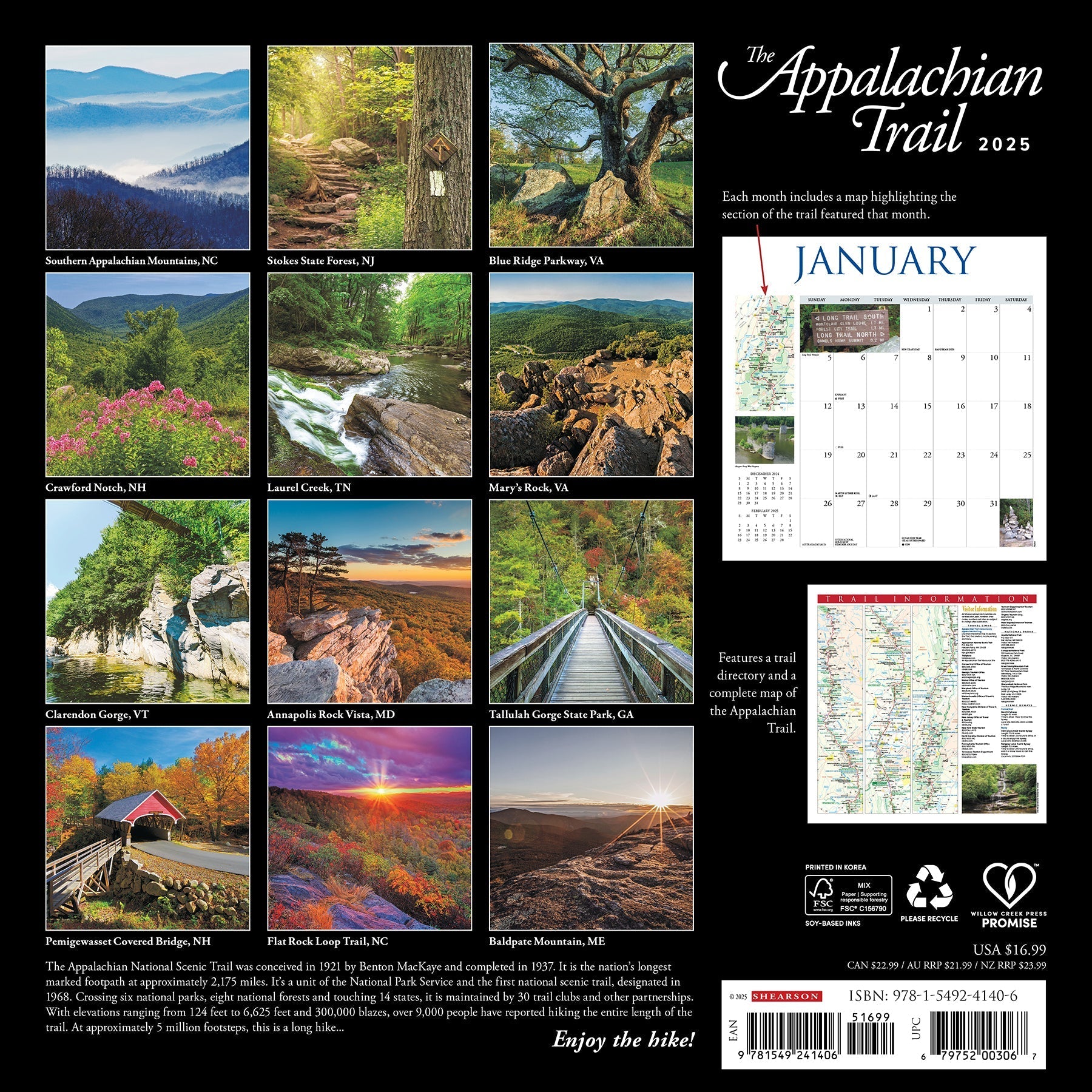 2025 Appalachian Trail - Square Wall Calendar (US Only)