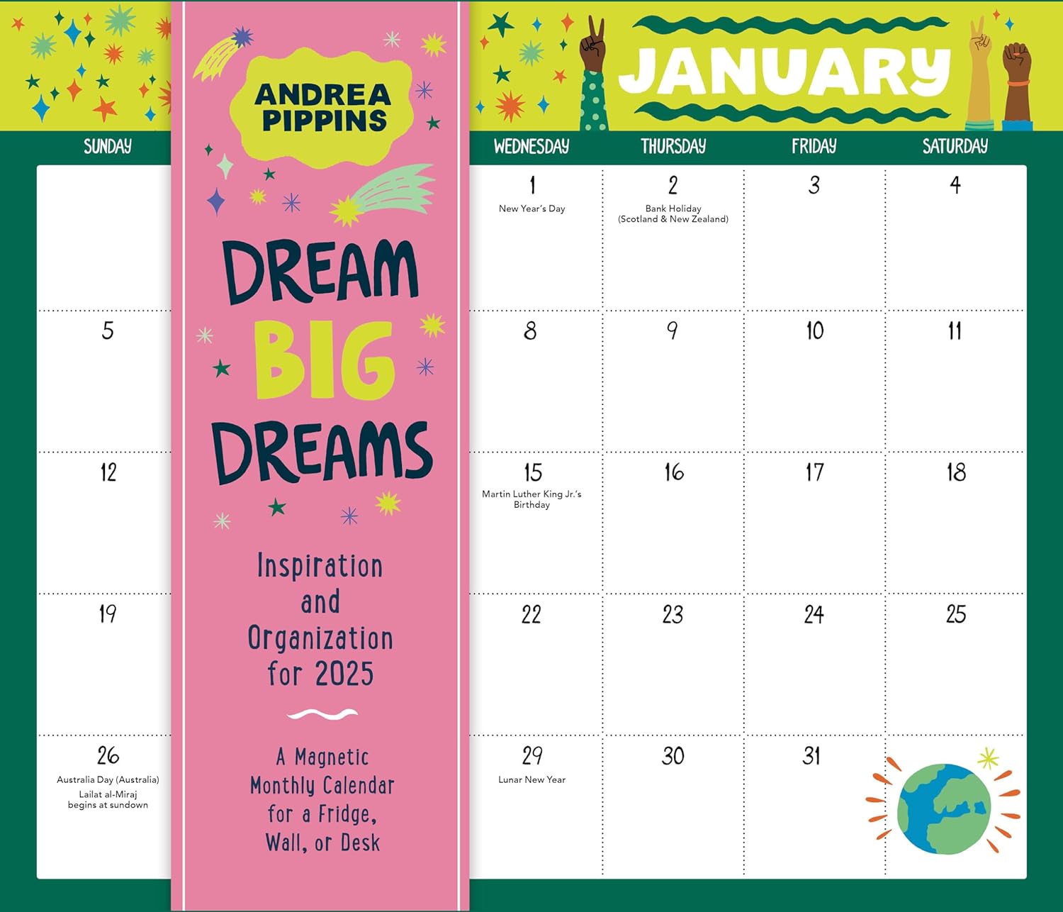 2025 Dream Big Dreams: Inspiration and Organization - Monthly Magnetic Pad Calendar