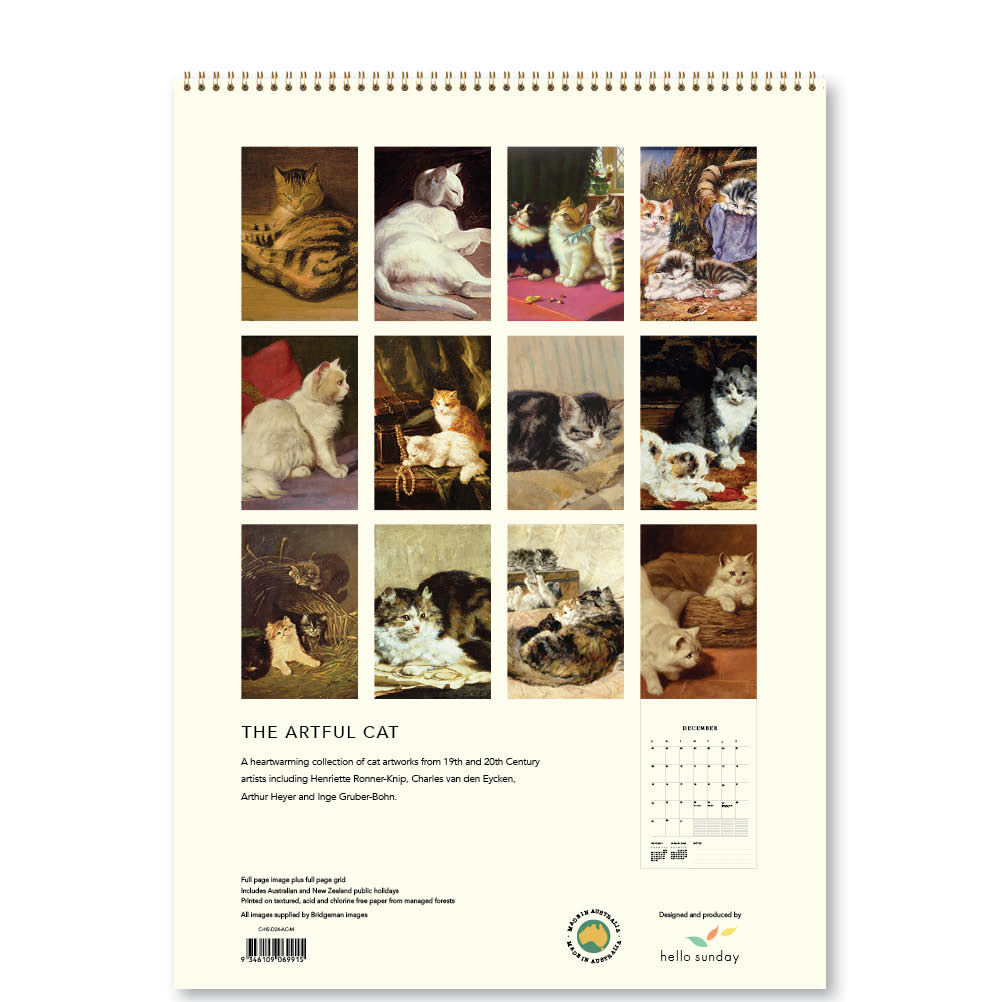 2024 The Artful Cat - Deluxe Wall Calendar - Art Calendars