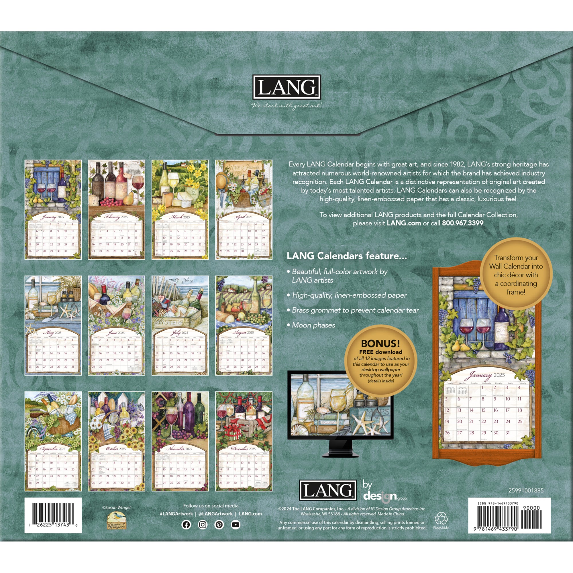 2025 LANG Wine Country By Susan Winget - Deluxe Wall Calendar