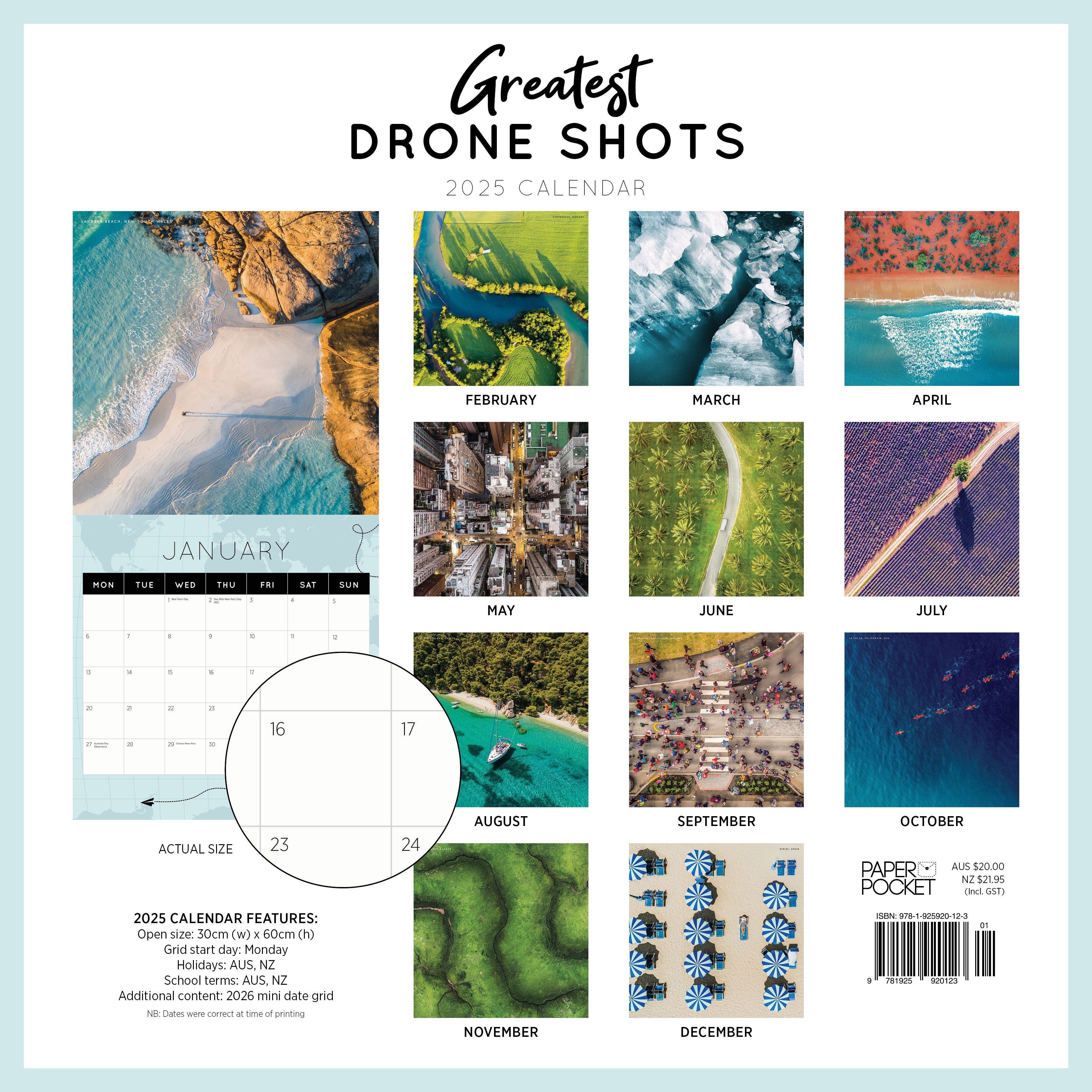 2025 Greatest Drone Shots - Square Wall Calendar