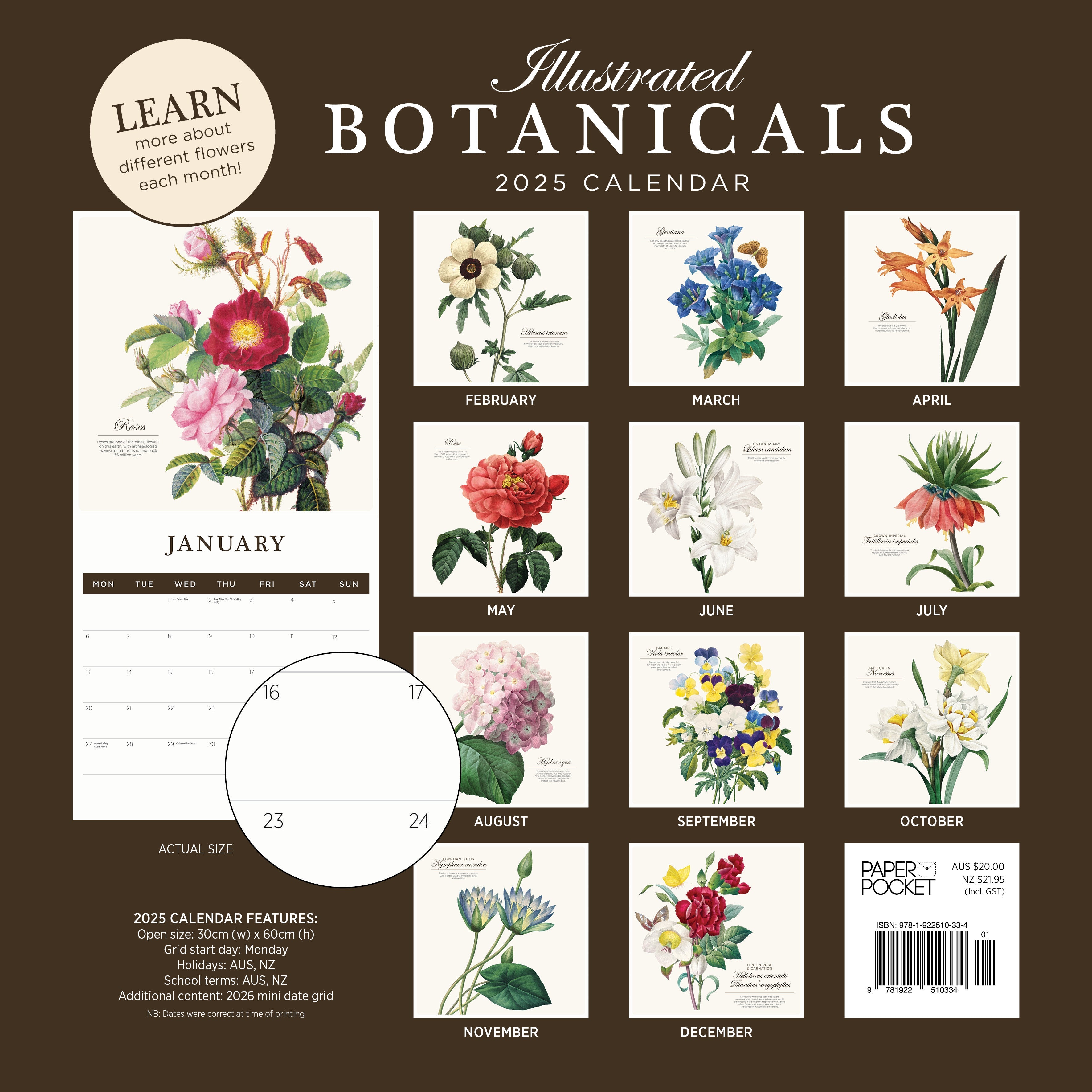 2025 Illustrated Botanicals - Square Wall Calendar