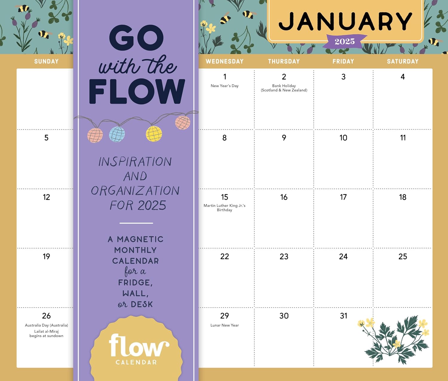 2025 Go with the Flow: Inspiration and Organization - Monthly Magnetic Pad Calendar