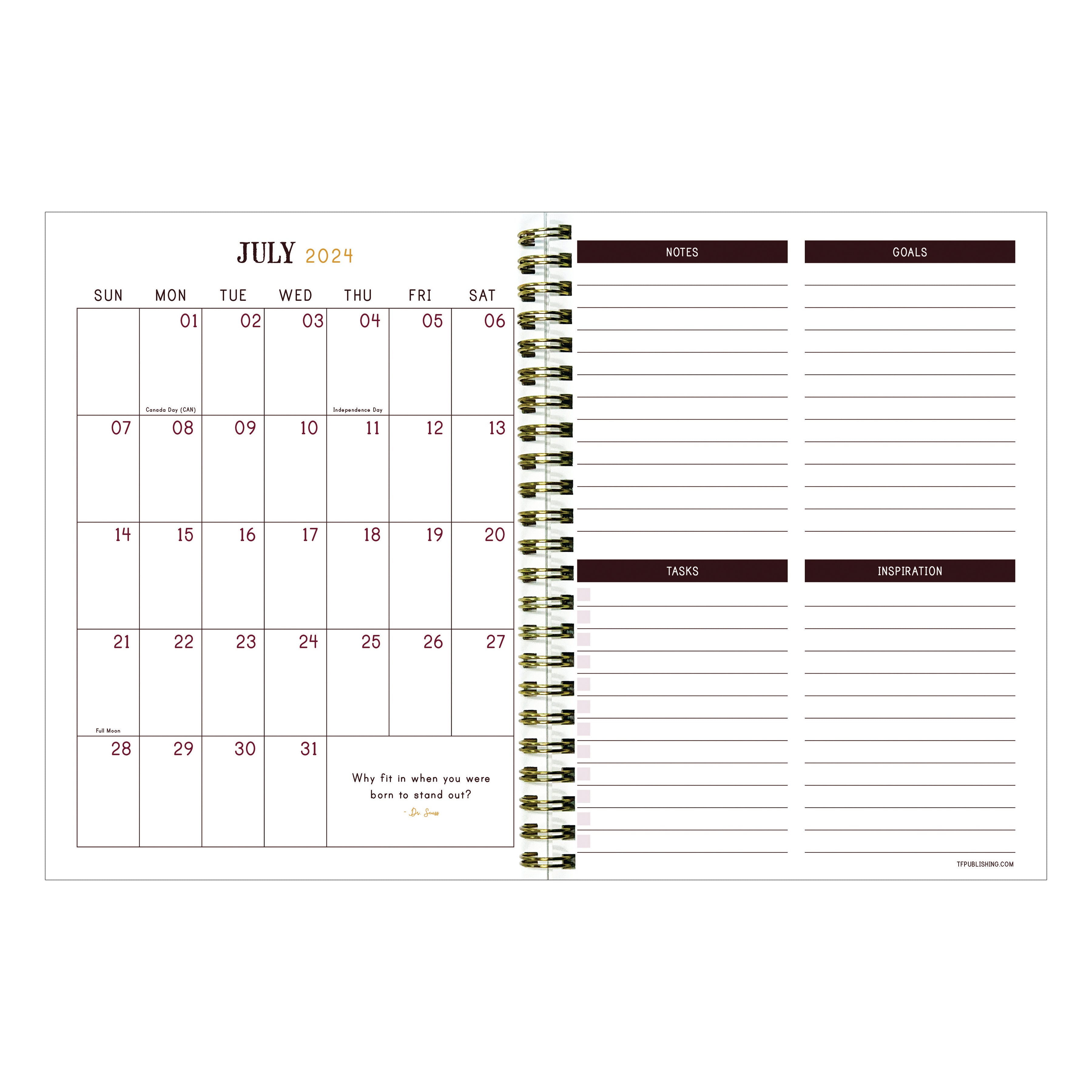 July 2024 - June 2025 Bound Black - Medium Weekly & Monthly Academic Year Diary/Planner  SOLD OUT