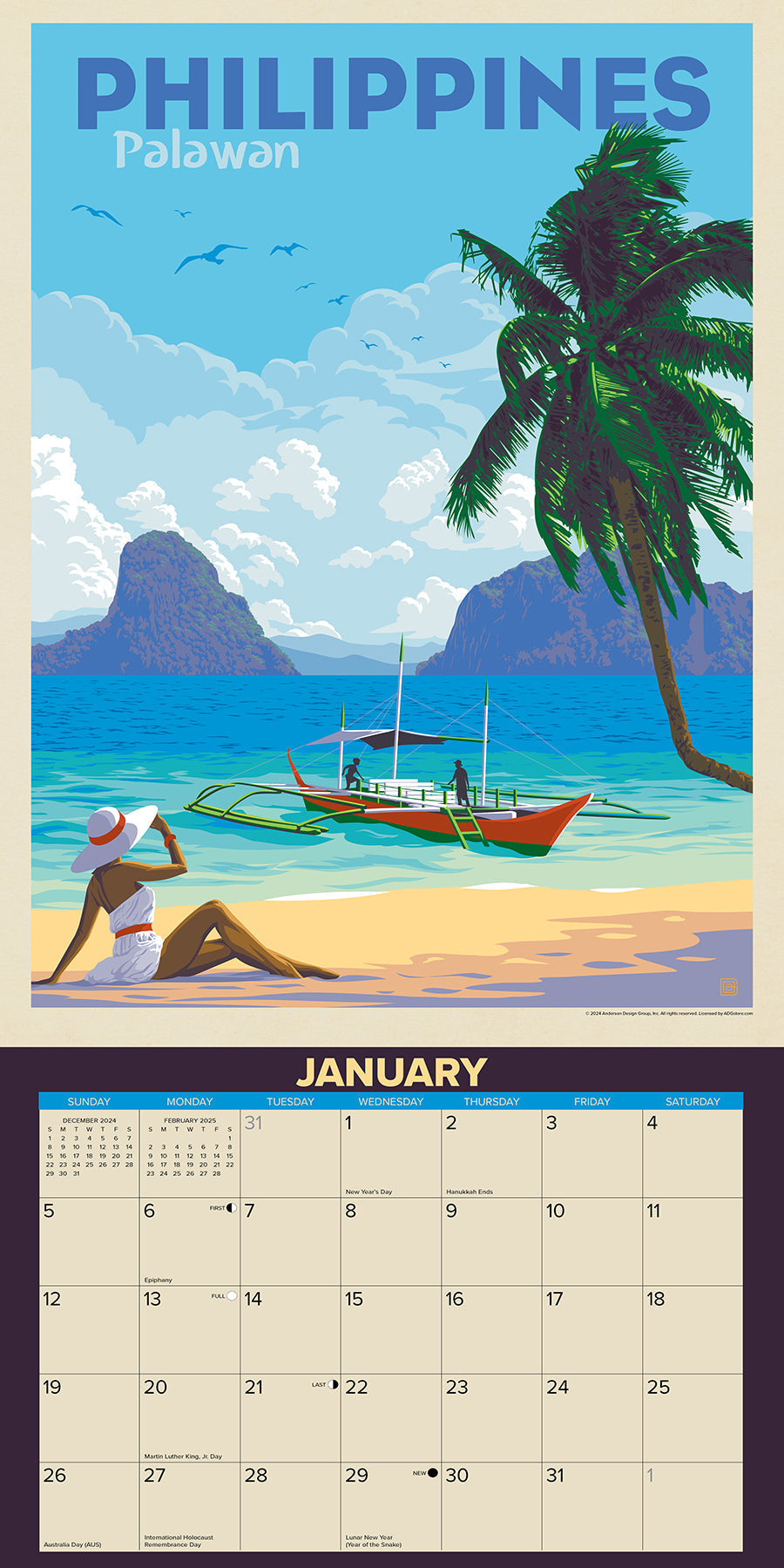 2025 World Travel (ADG) - Square Wall Calendar (US Only)