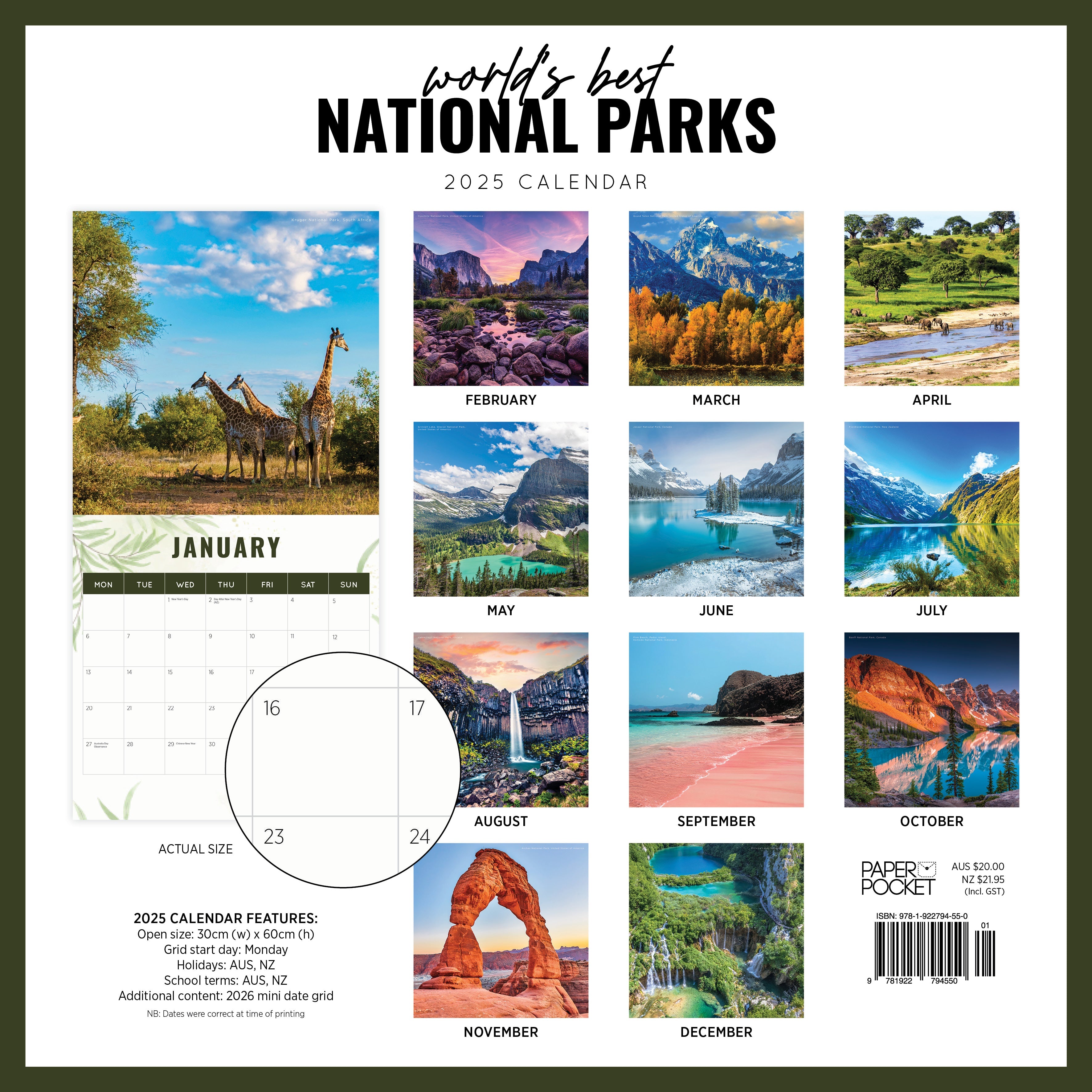 2025 World's Best National Parks - Square Wall Calendar