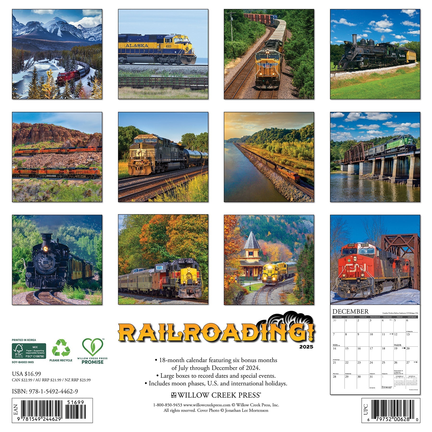 2025 Railroading - Square Wall Calendar (US Only)