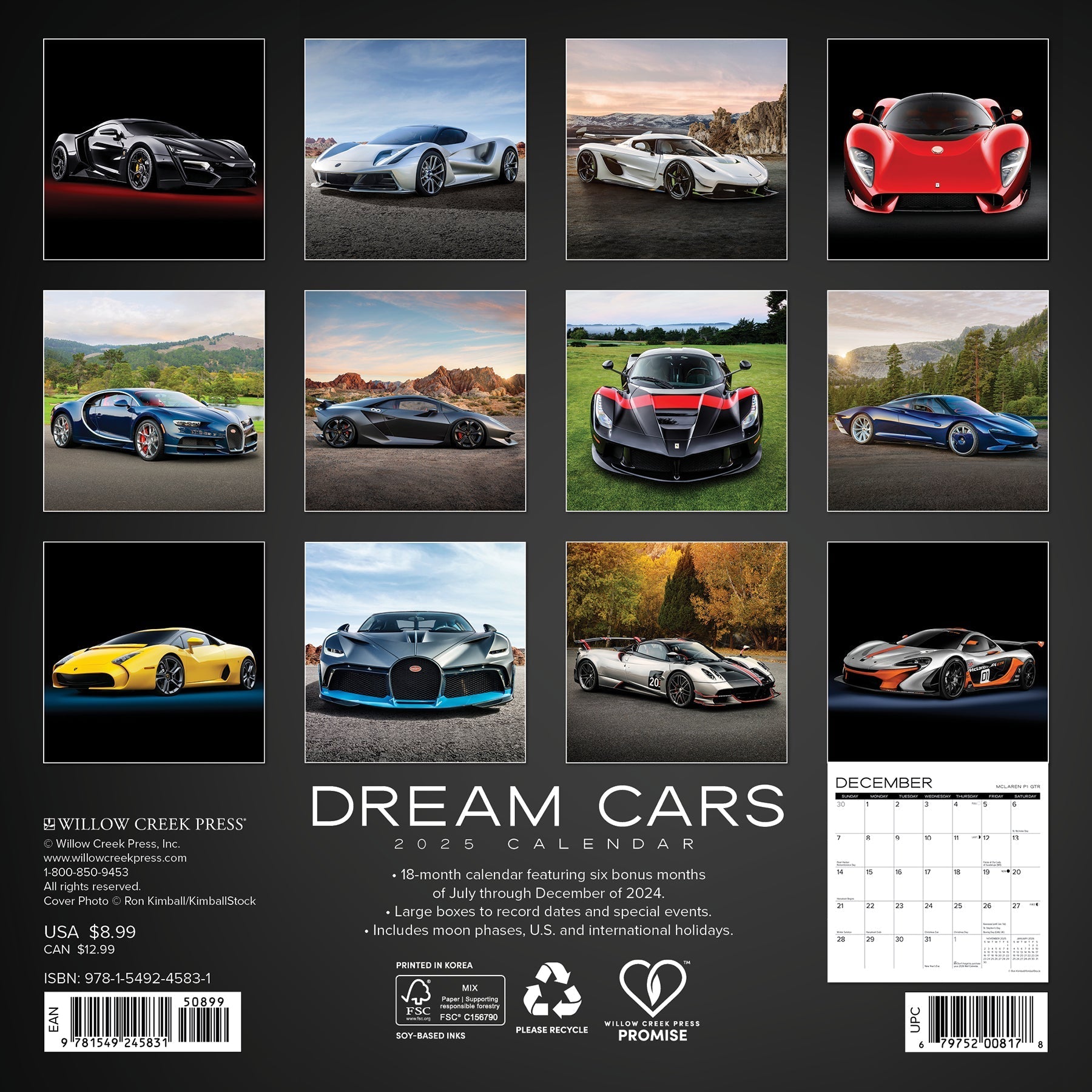 2025 Dream Cars - Mini Wall Calendar (US Only)