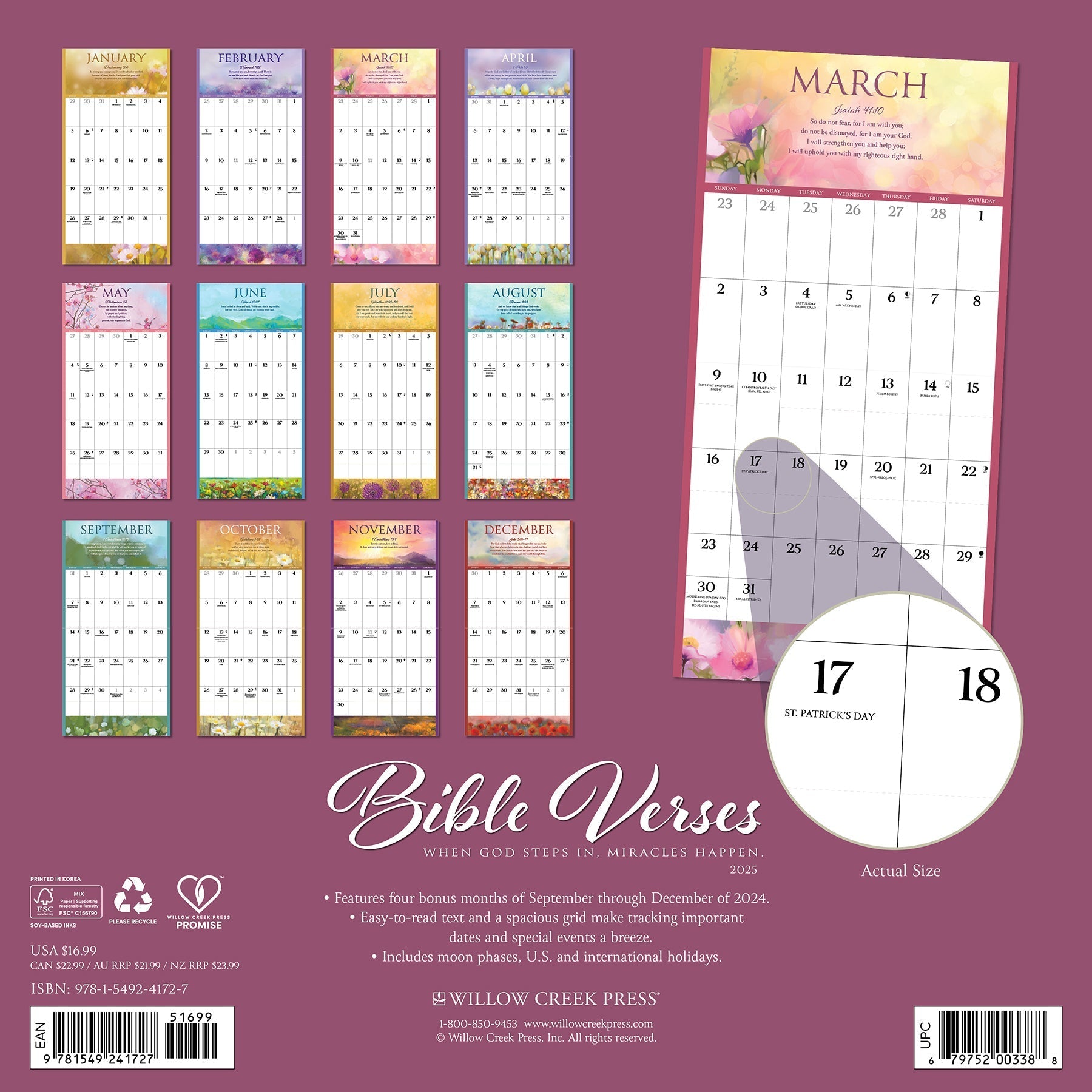 2025 Bible Verses - Square Wall Calendar (US Only)