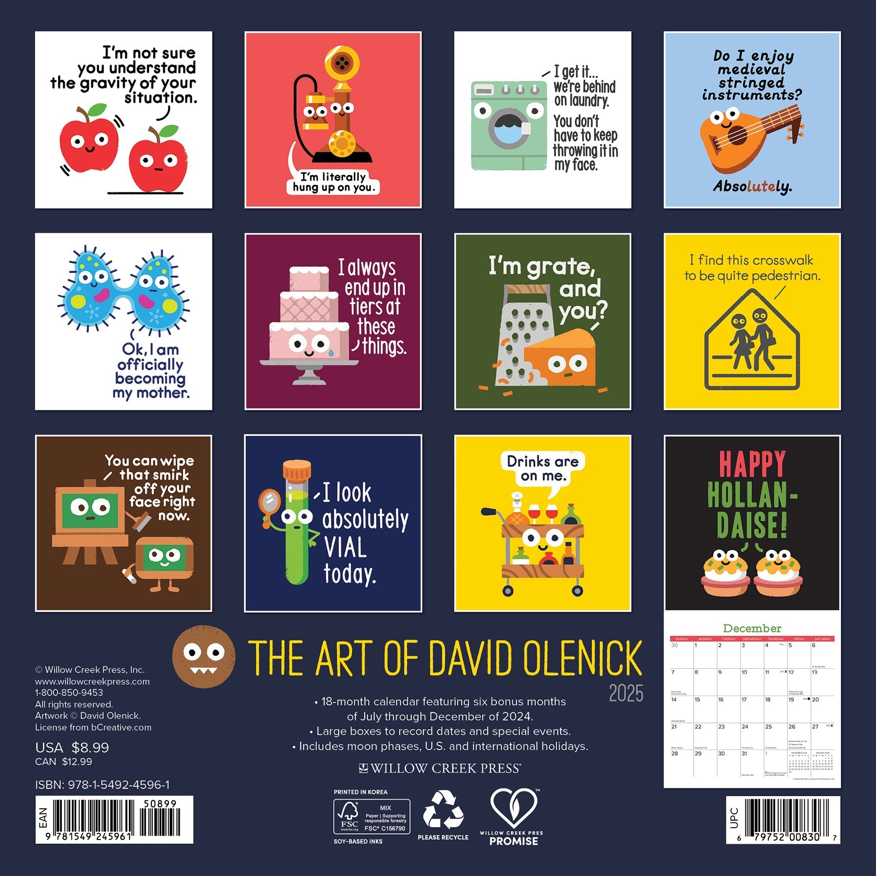 2025 The Art of David Olenick - Mini Wall Calendar (US Only)