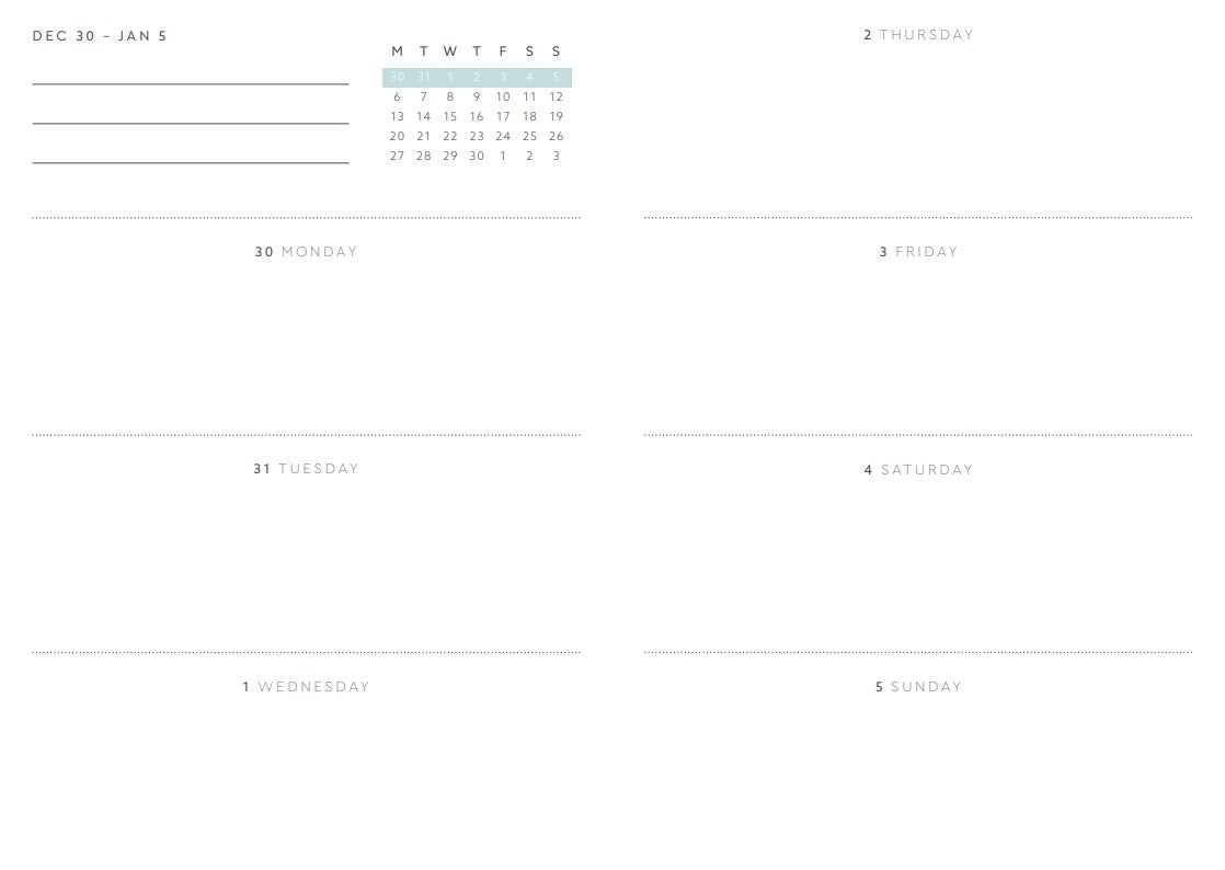 2026 V&A - Garden Flower - Monthly & Weekly Diary/Planner