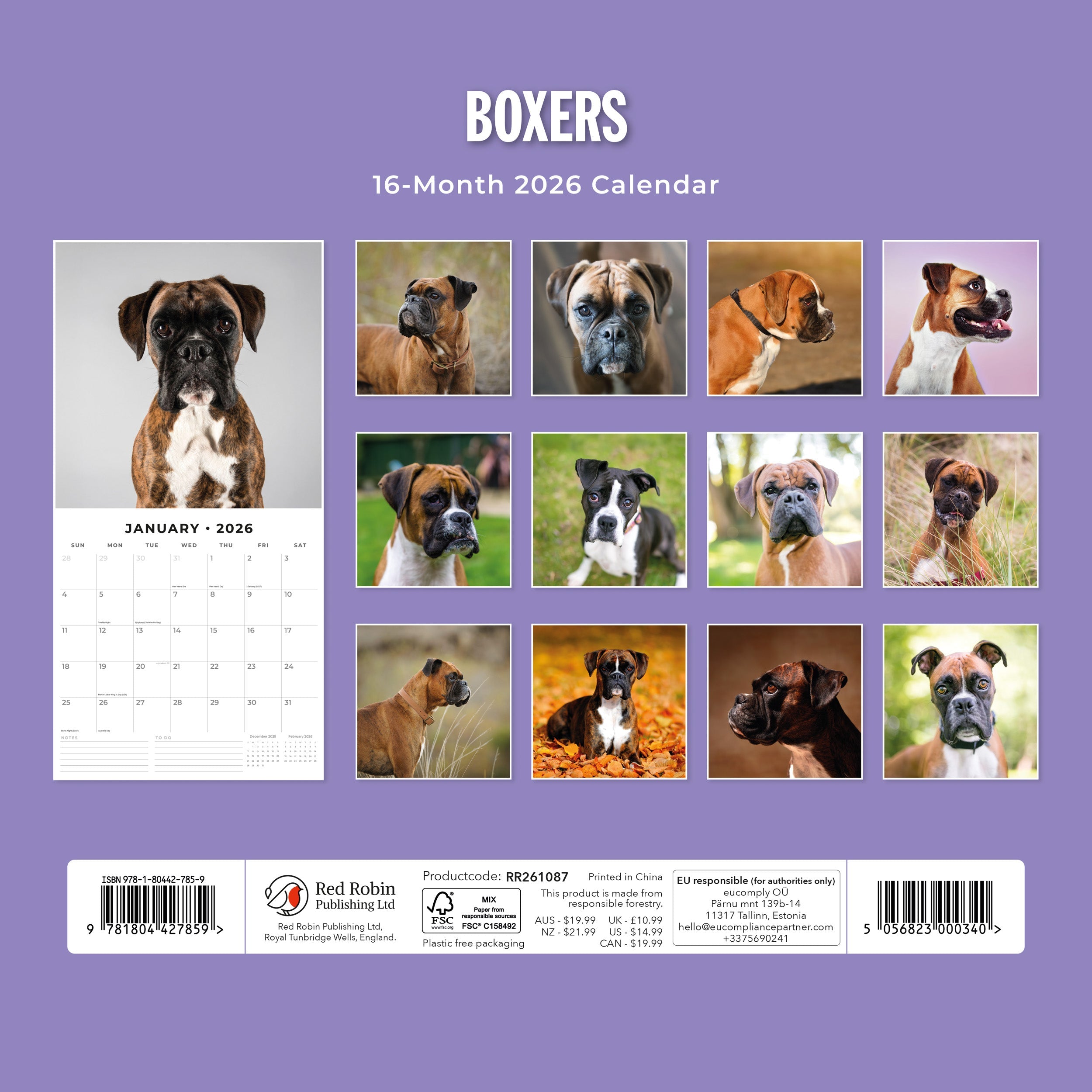 2026 Boxers - Square Wall Calendar