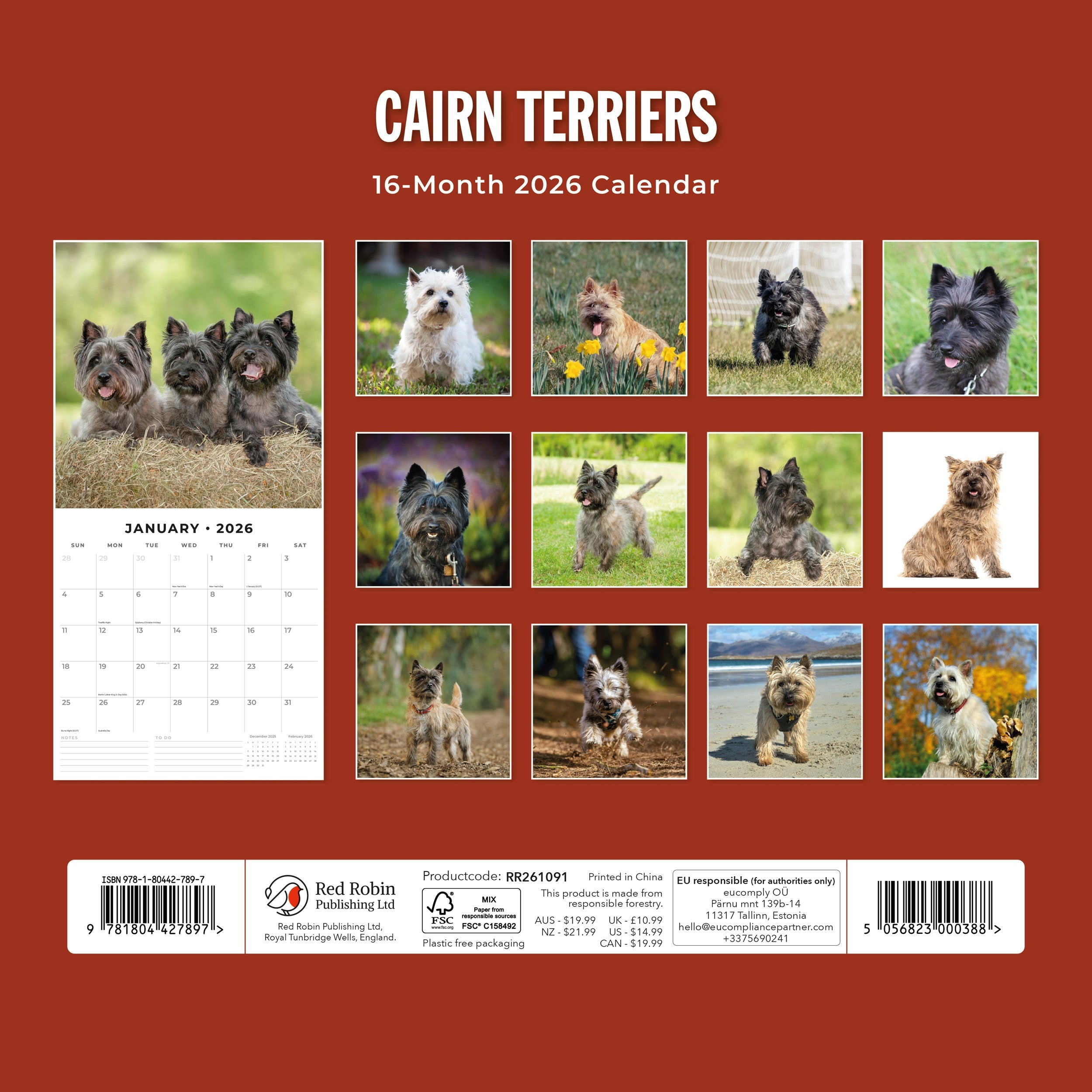 2026 Cairn Terriers - Square Wall Calendar