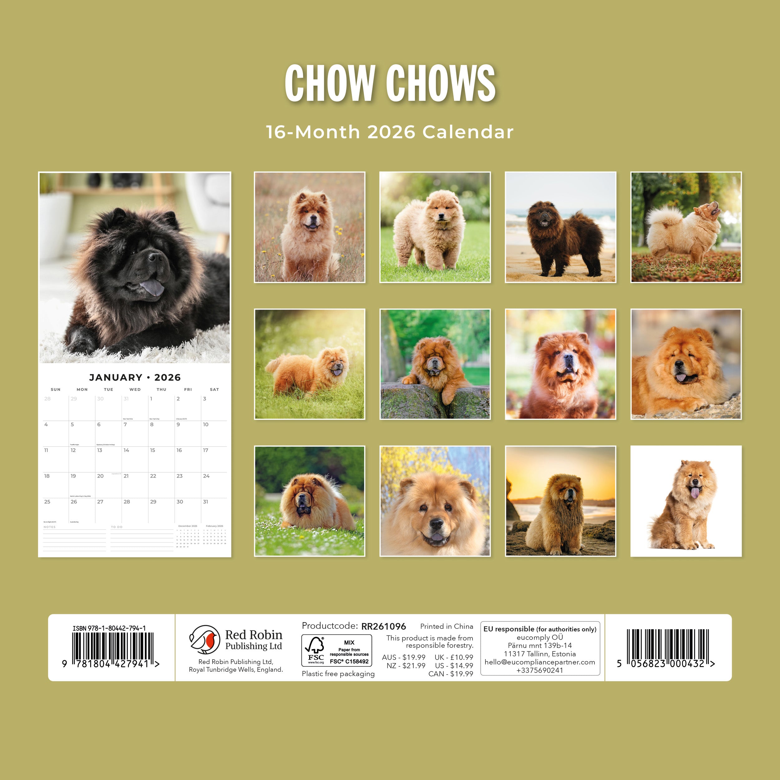 2026 Chow Chows - Square Wall Calendar