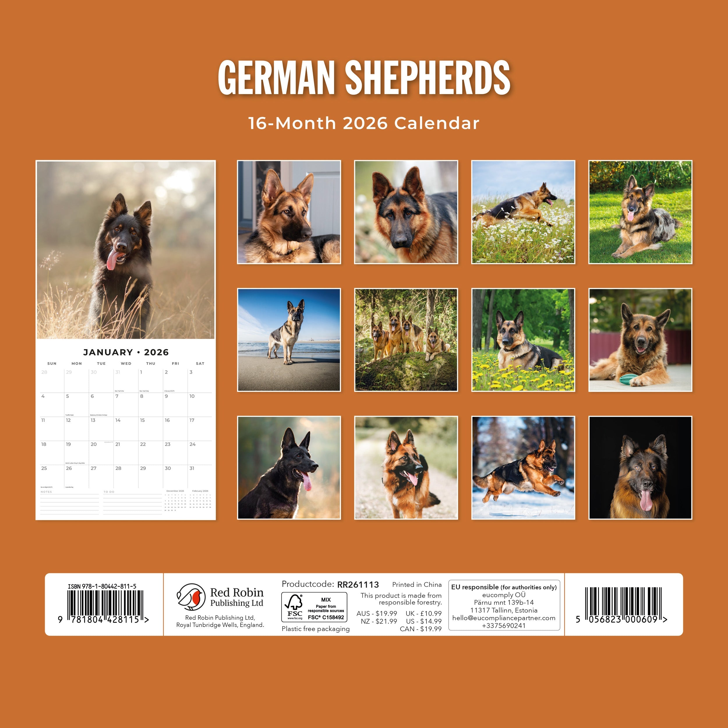 2026 German Shepherds - Square Wall Calendar