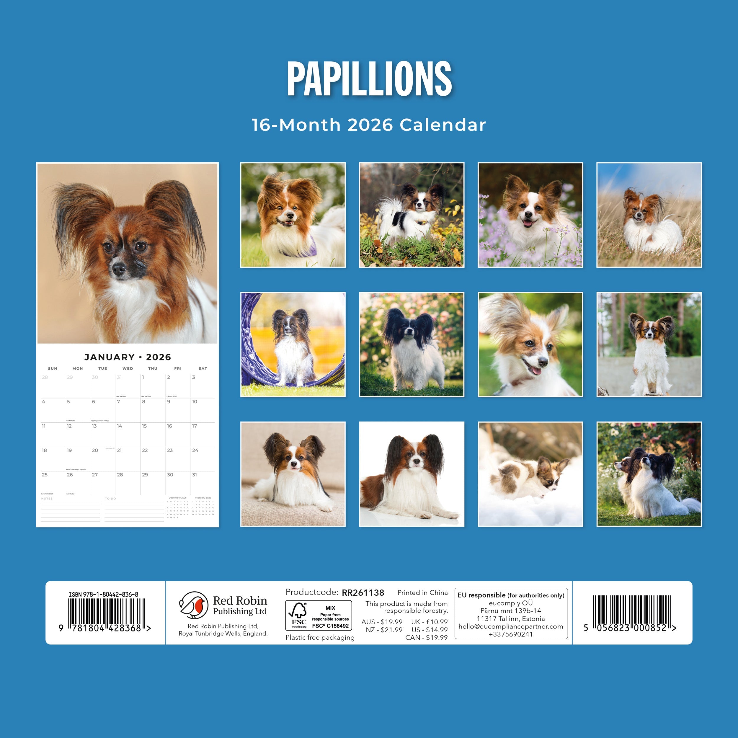2026 Papillions - Square Wall Calendar