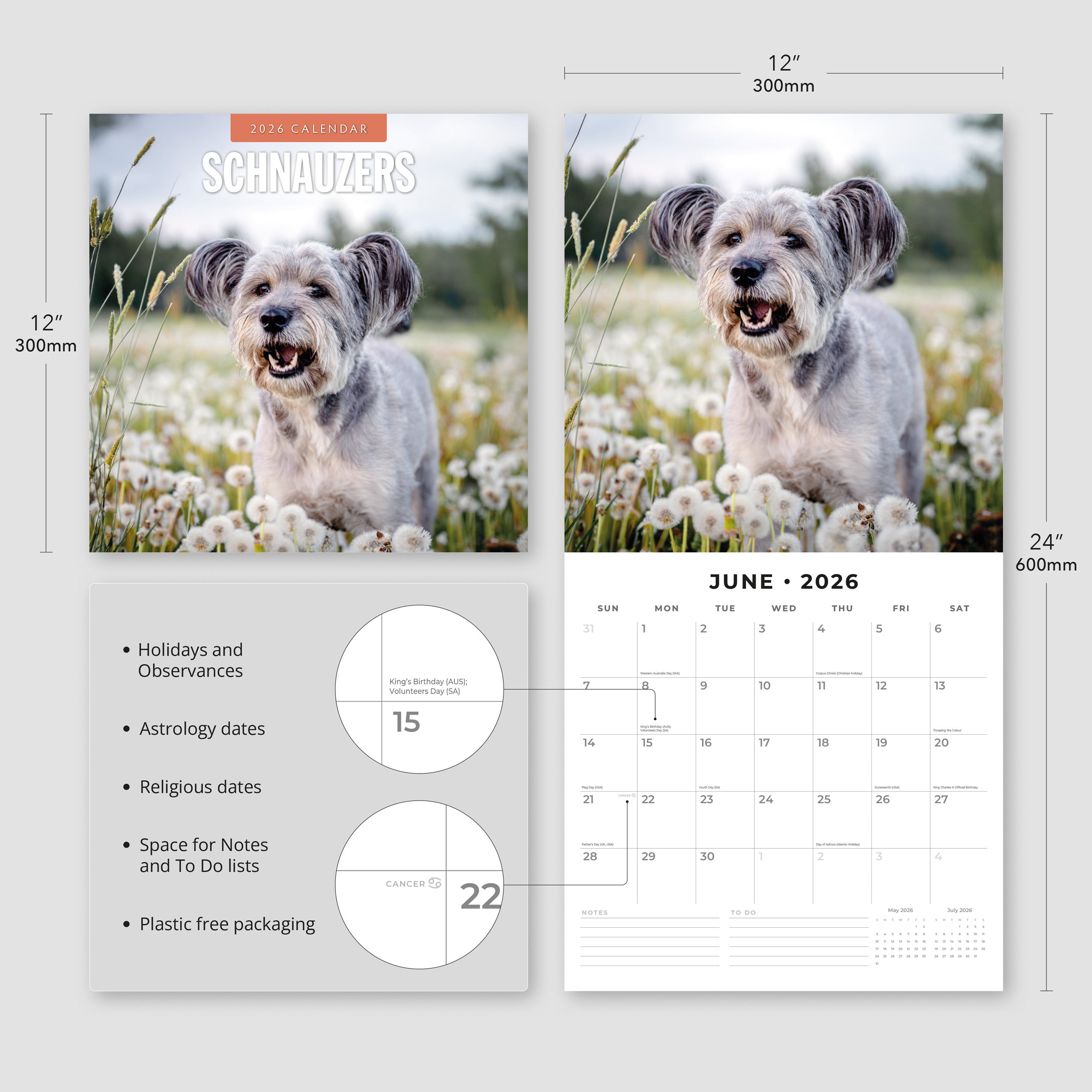 2026 Schnauzer - Square Wall Calendar