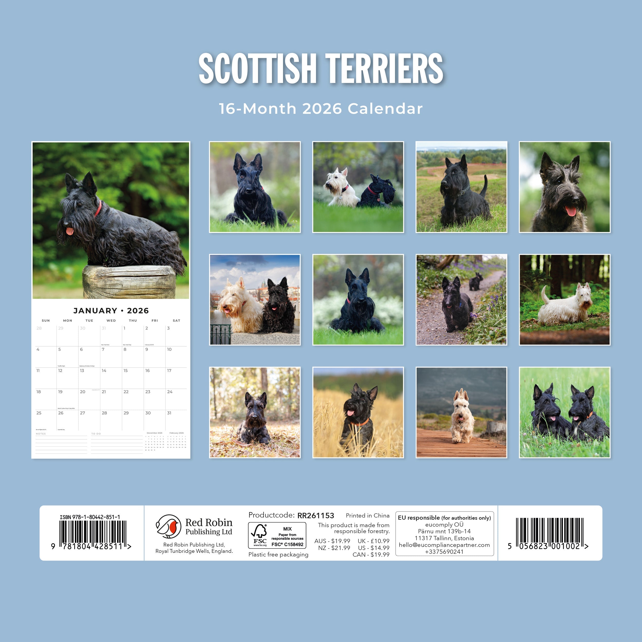 2026 Scottish Terriers - Square Wall Calendar